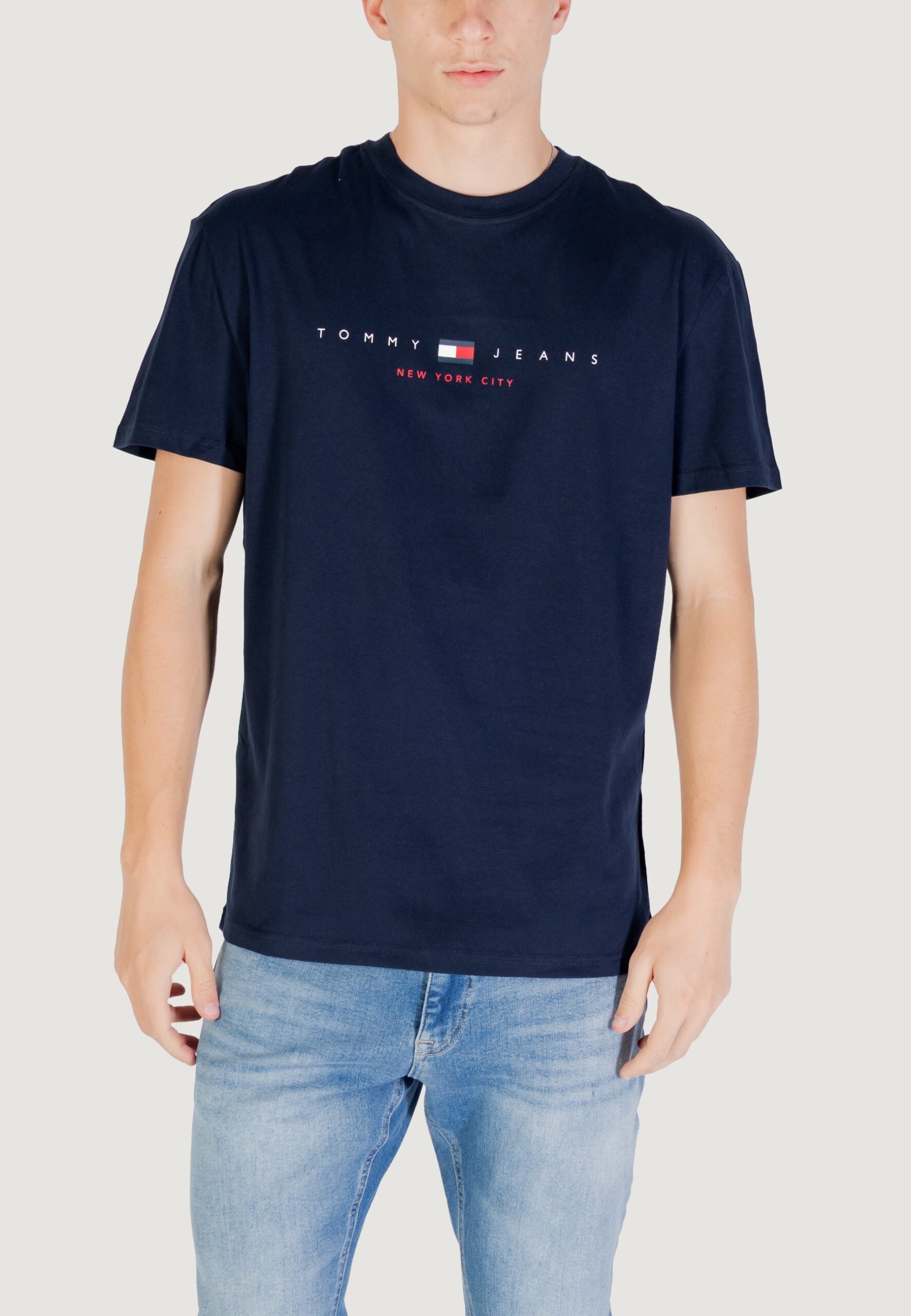Tommy Hilfiger Jeans TJM Regular Fit Dark Blue T-Shirt - Linear Flag Logo