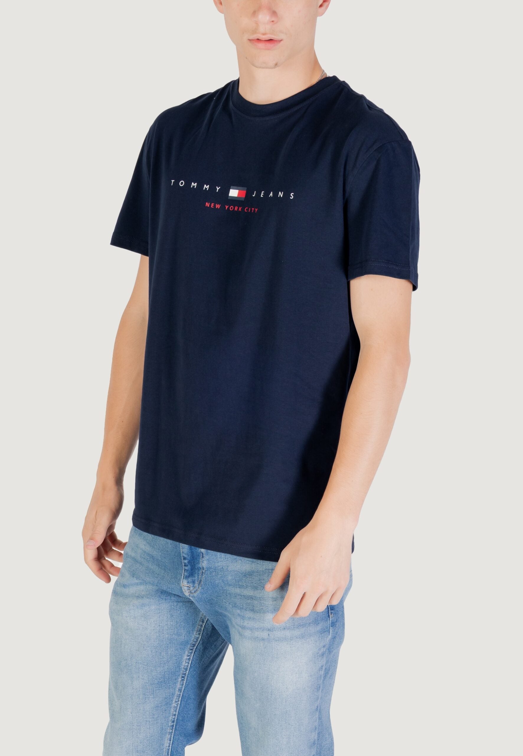 Tommy Hilfiger Jeans TJM Regular Fit Dark Blue T-Shirt - Linear Flag Logo