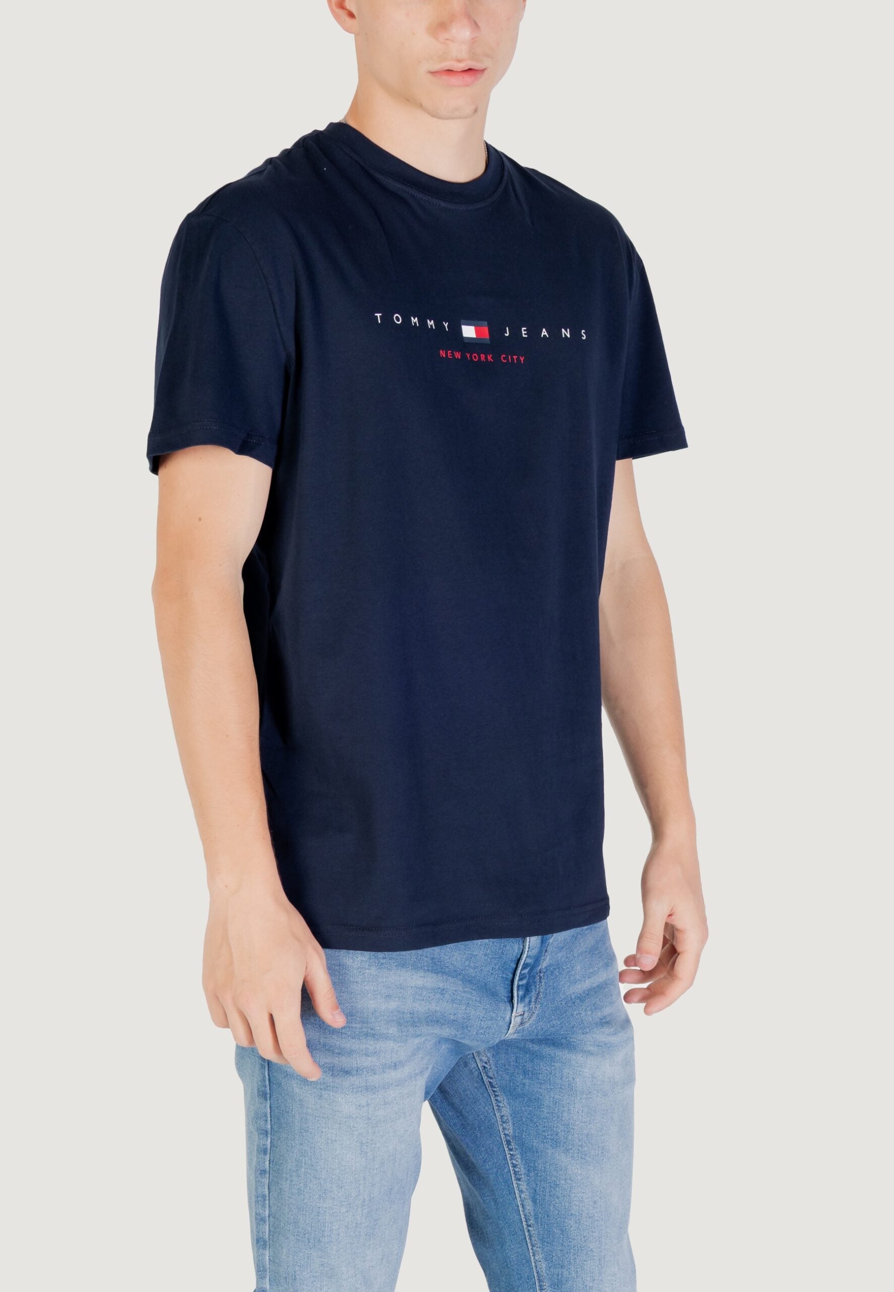 Tommy Hilfiger Jeans TJM Regular Fit Dark Blue T-Shirt - Linear Flag Logo