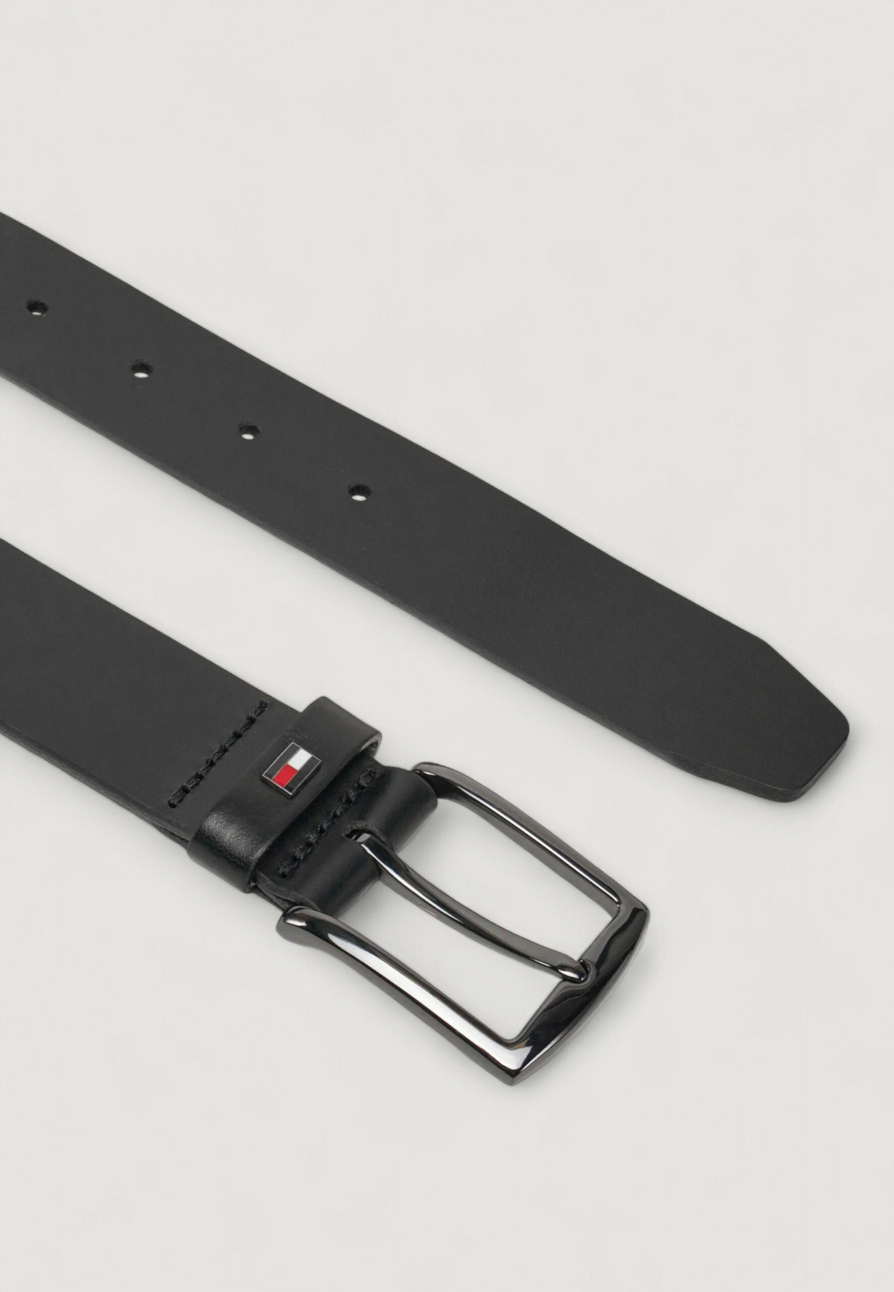 トミーヒルフィガー メンズ デントン ブラック レザーベルト - 幅3.5cm