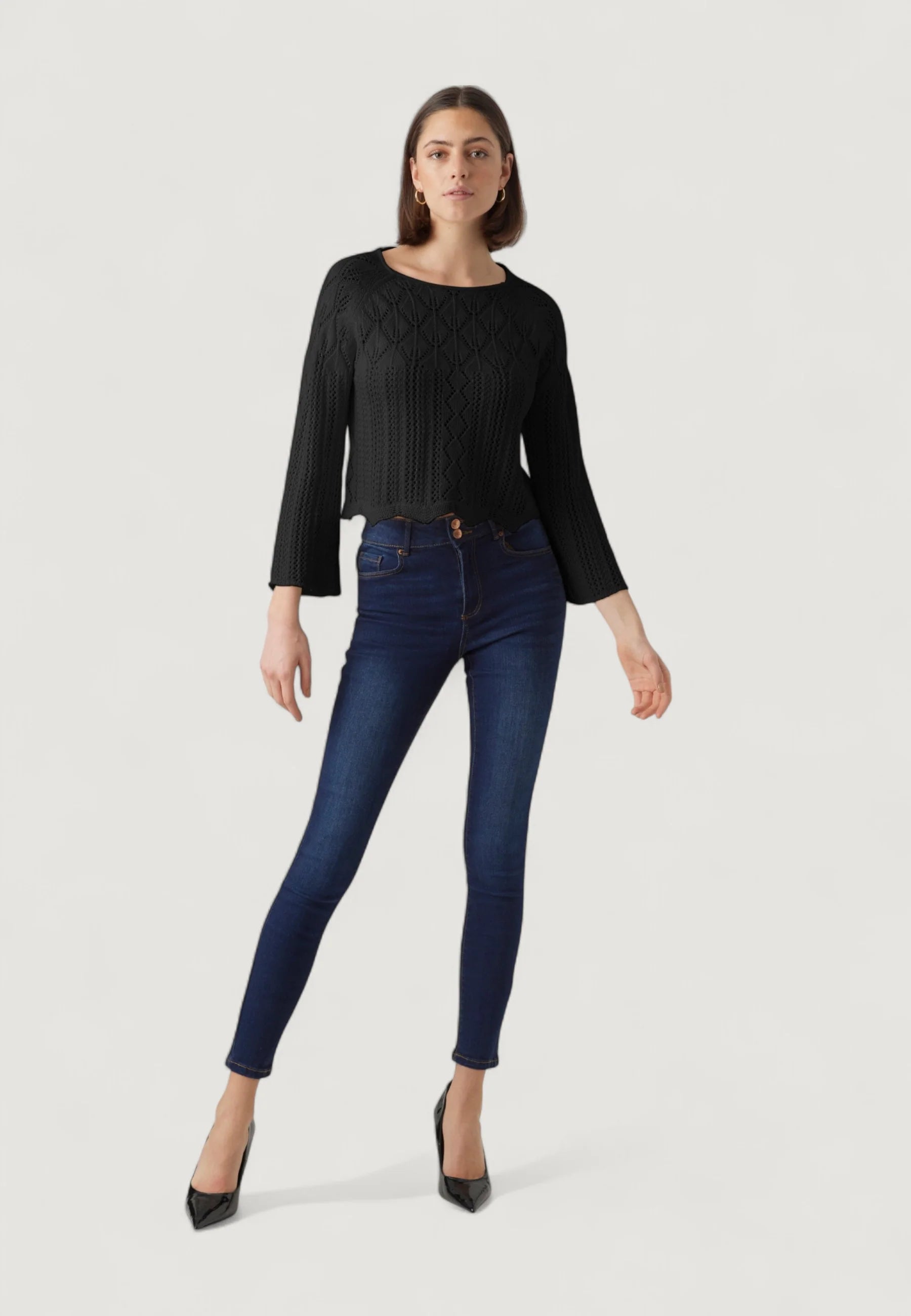 Jersey Vero Moda VMGINGER 3/4 BOATNECK PULLOVER GA NOOS