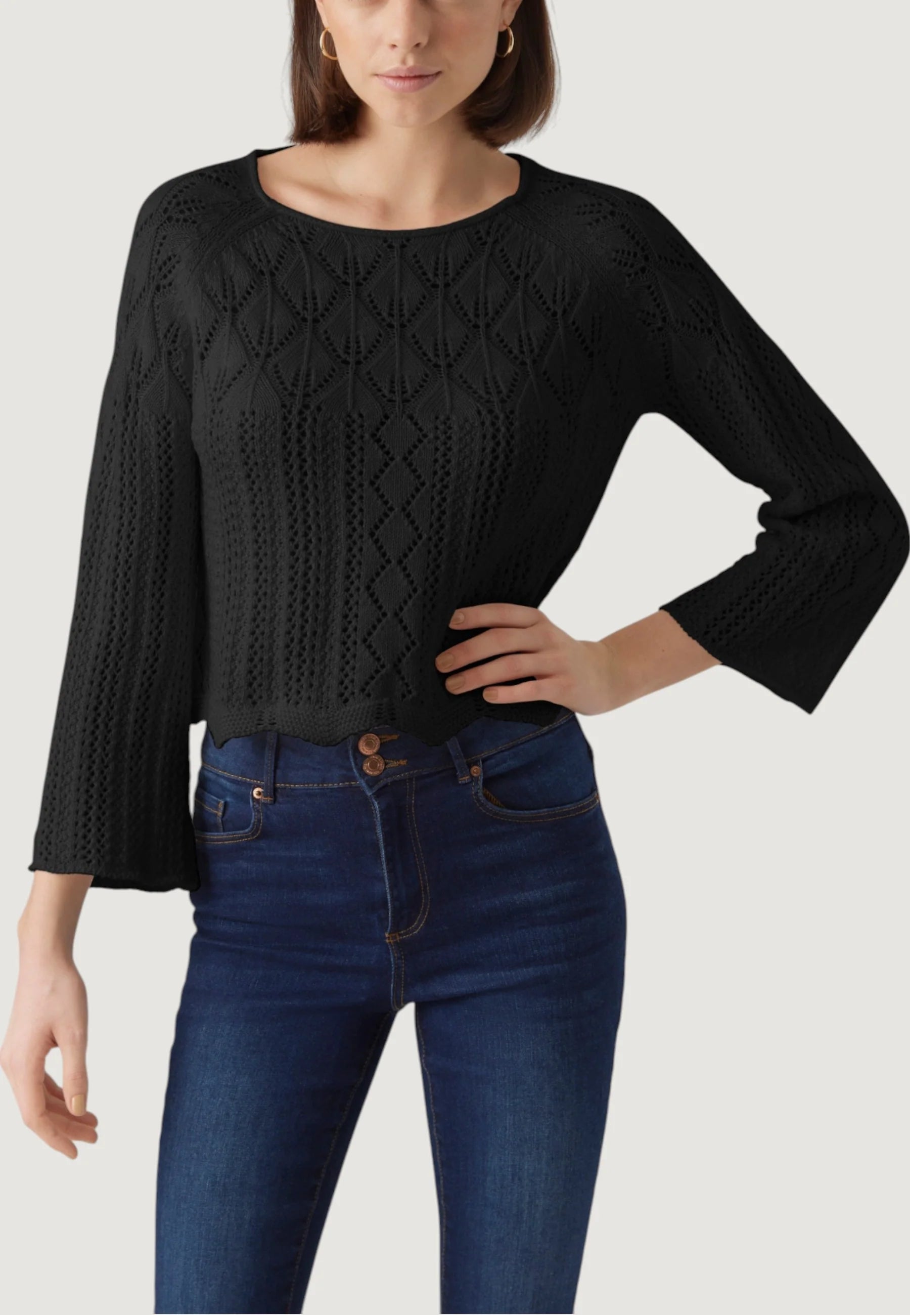 Jersey Vero Moda VMGINGER 3/4 BOATNECK PULLOVER GA NOOS