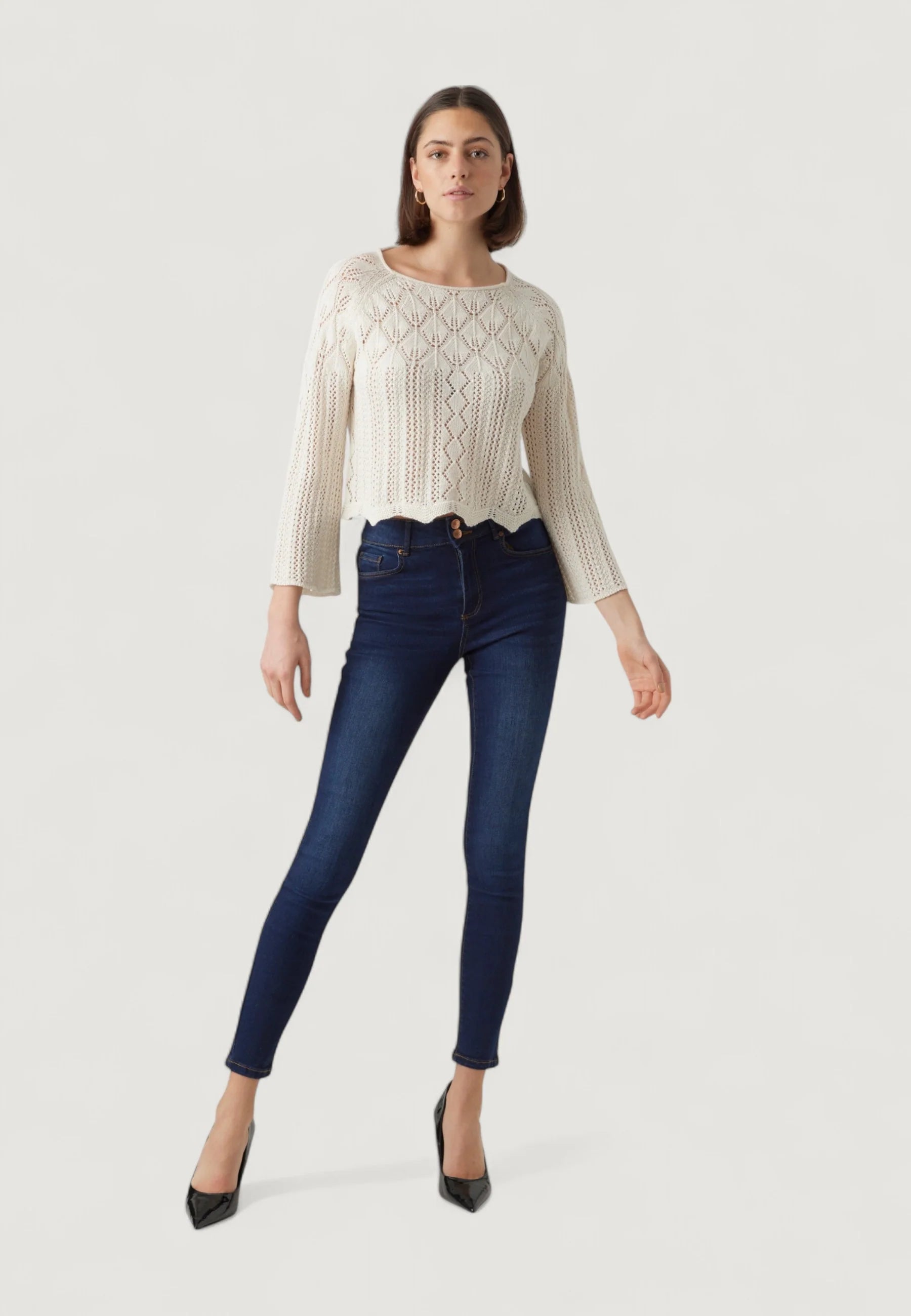 Vero Moda VMGINGER 3/4 BOATNECK PULLOVER GA NOOS