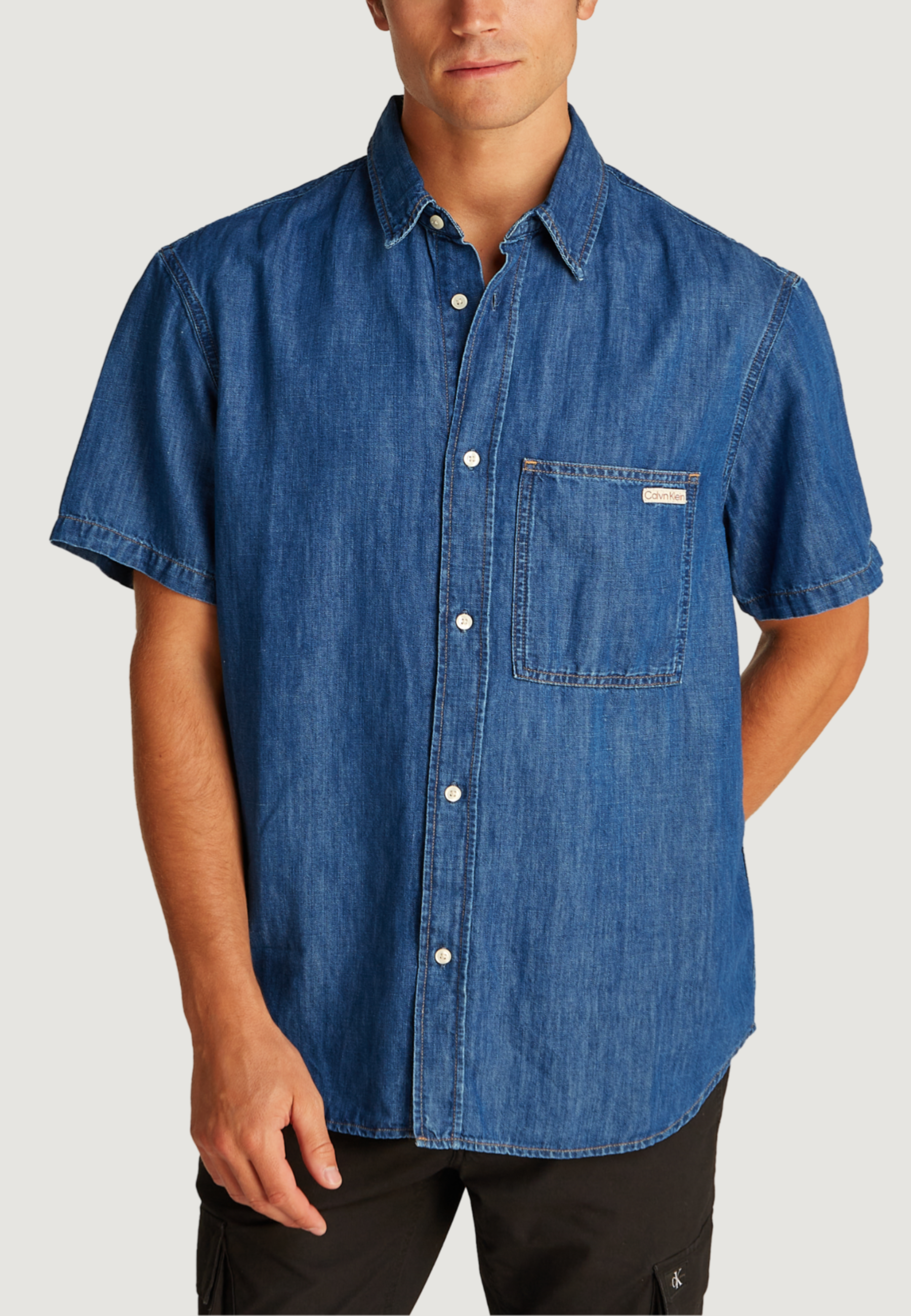 Calvin Klein Jeans Regular Short Sleeve Denim Shirt - Denim
