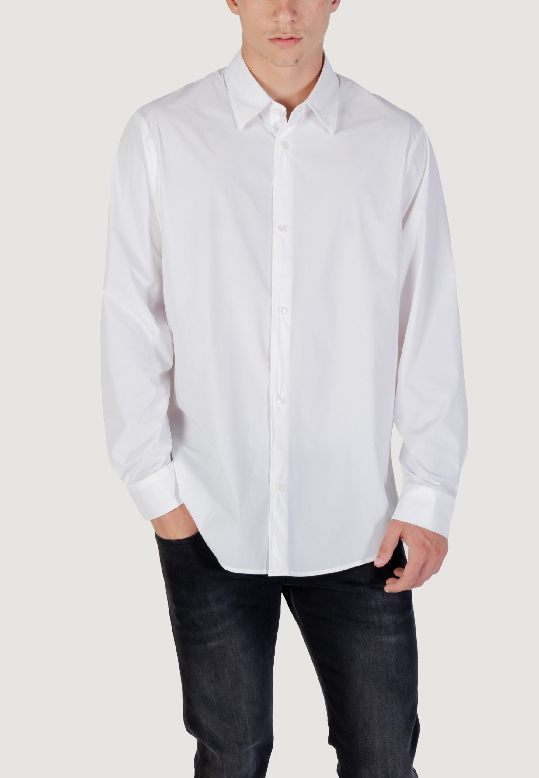 Armani Exchange Men's Cream Long Sleeve Shirt