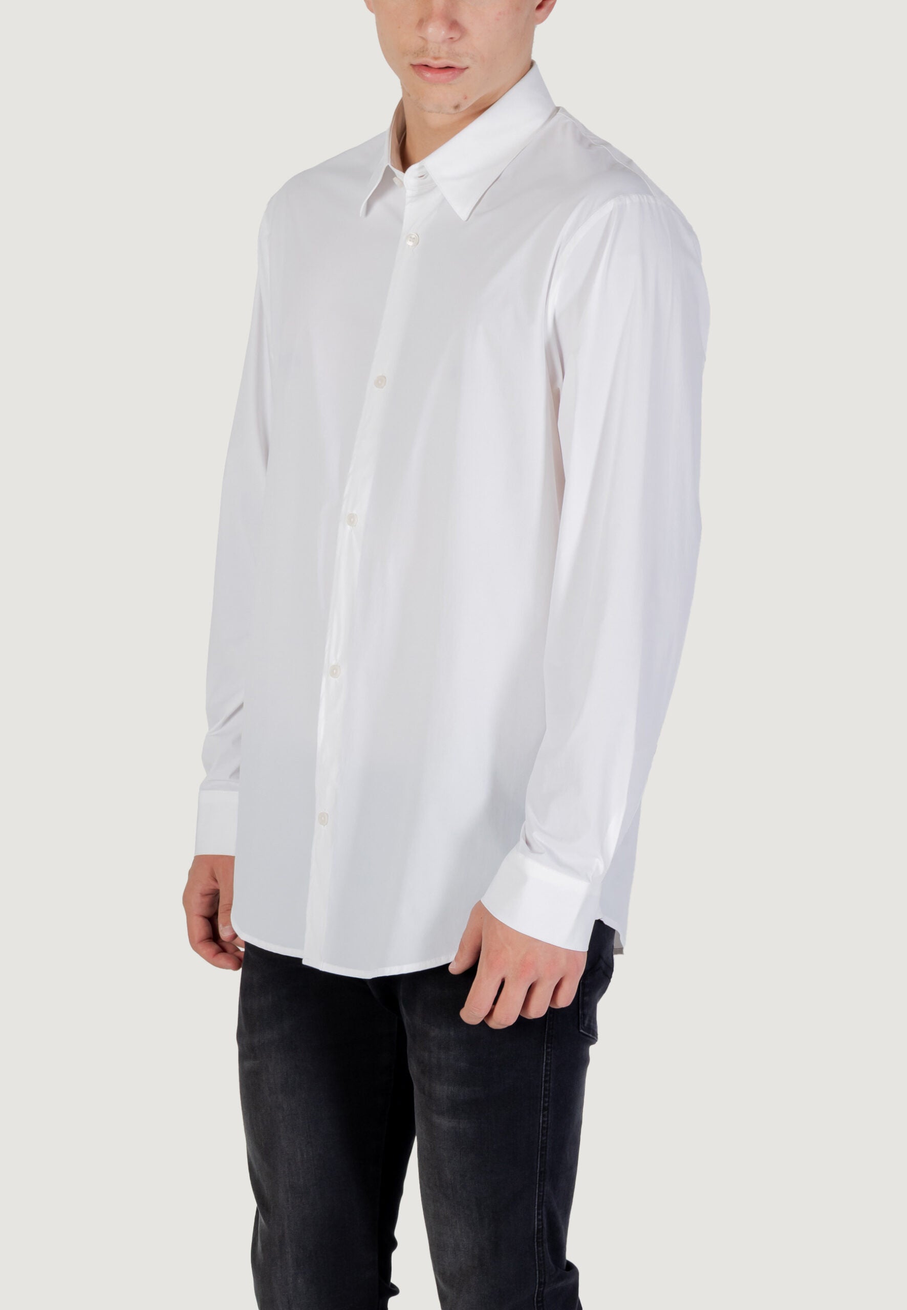 Armani Exchange Men's Cream Long Sleeve Shirt