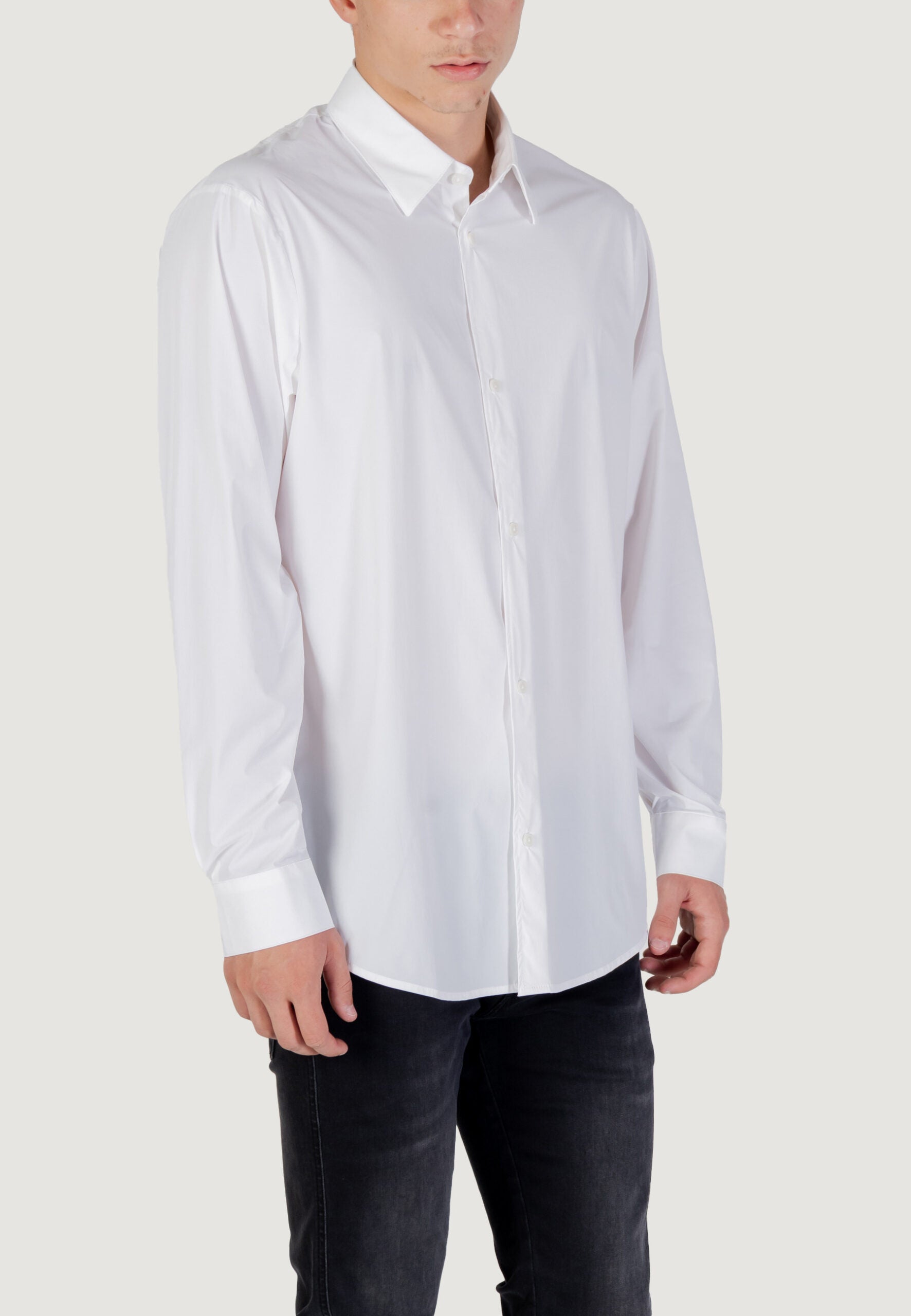 Armani Exchange Men's Cream Long Sleeve Shirt