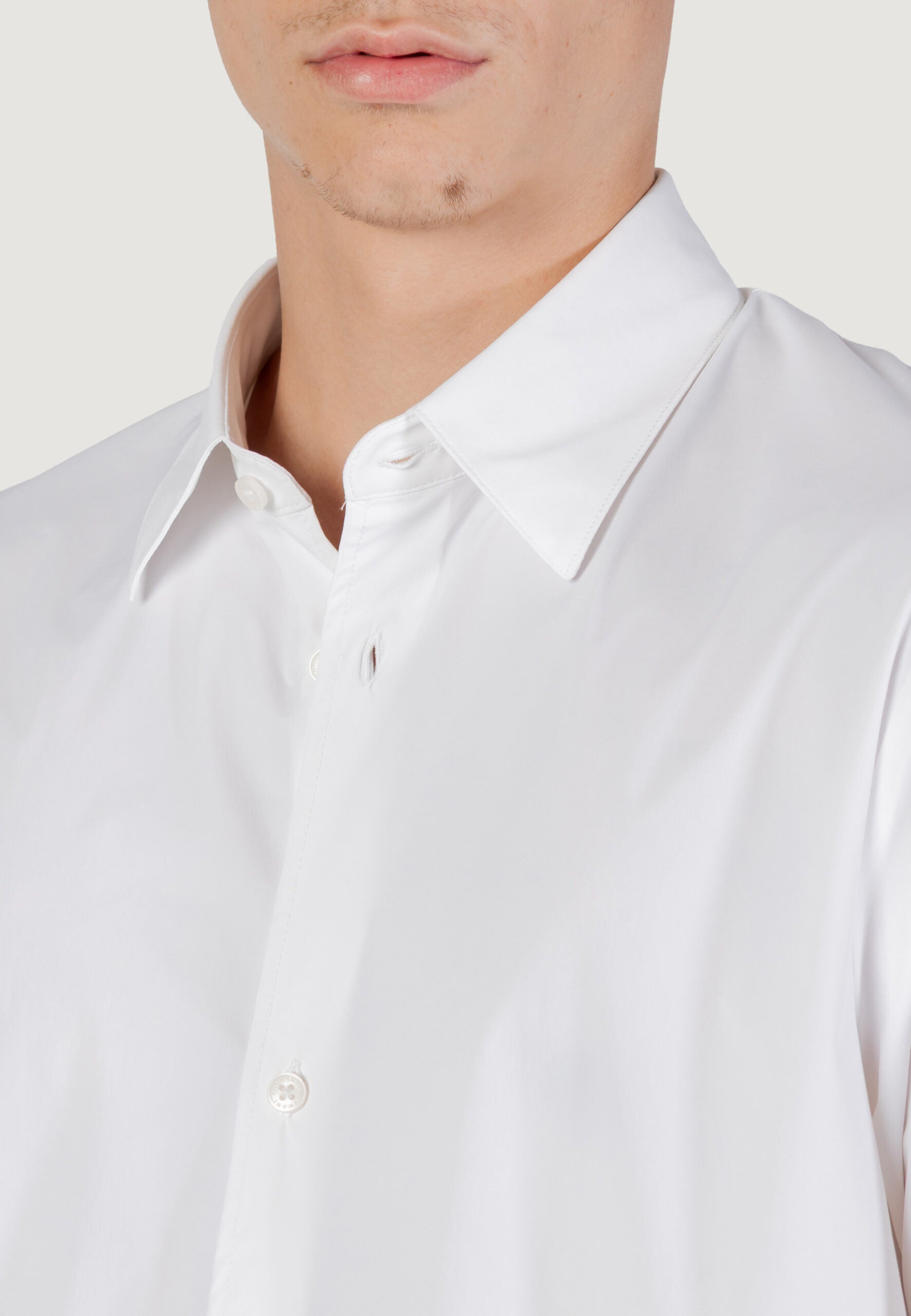 Armani Exchange Men's Cream Long Sleeve Shirt