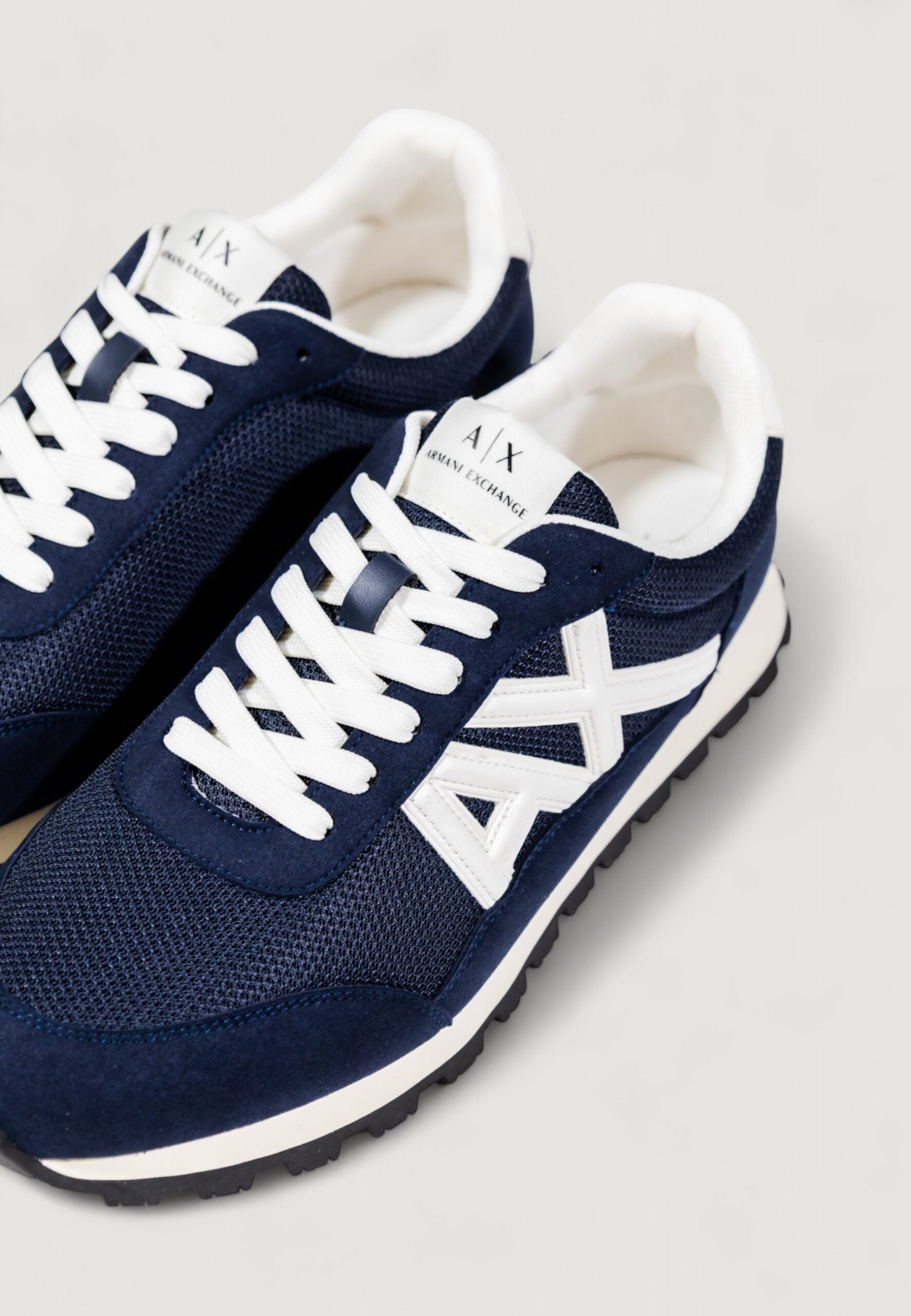 Armani Exchange Men's Blue and White Sneakers