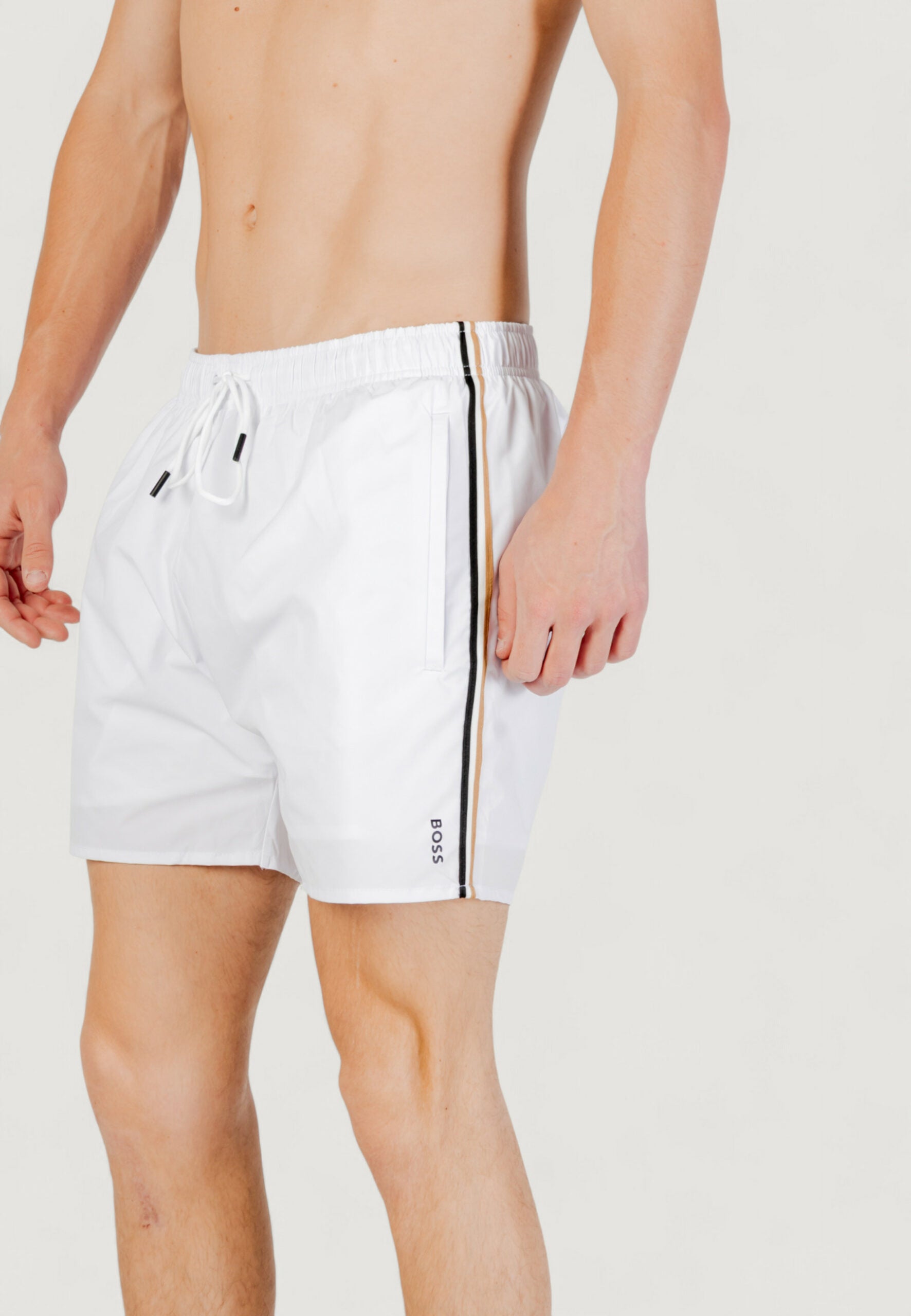 Boss Men's White Boxer Swim Shorts - Swimwear & Beachwear
