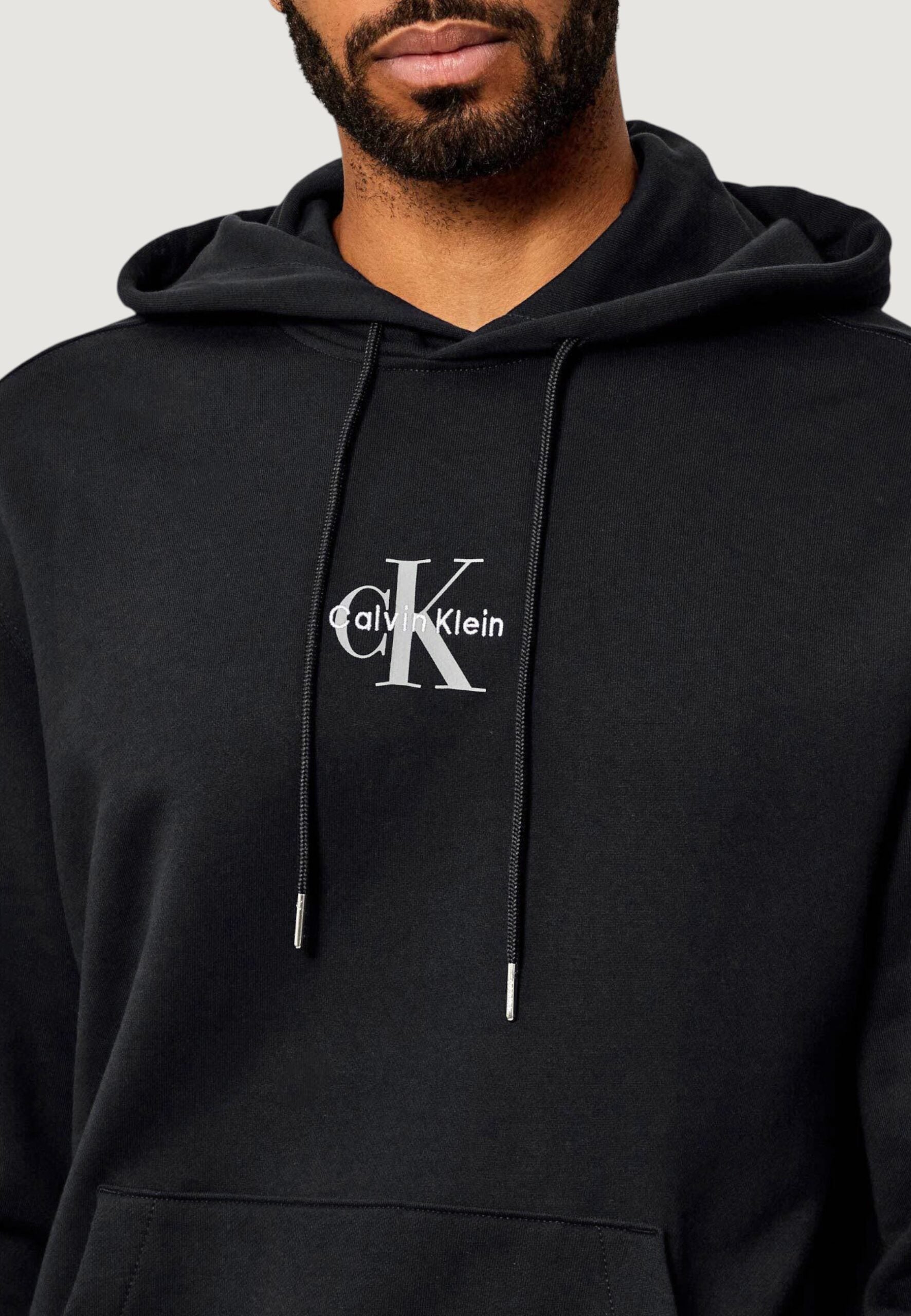 Calvin Klein Jeans Men's Black LS EU 350TERRY MICRO MONOLOGUE HO Hoodie