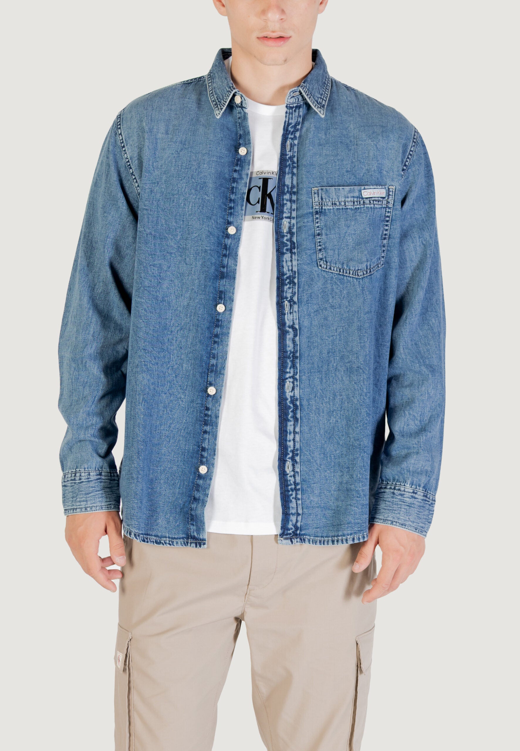 Calvin Klein Jeans Men's Indigo Casual Classic Long Sleeve Shirt