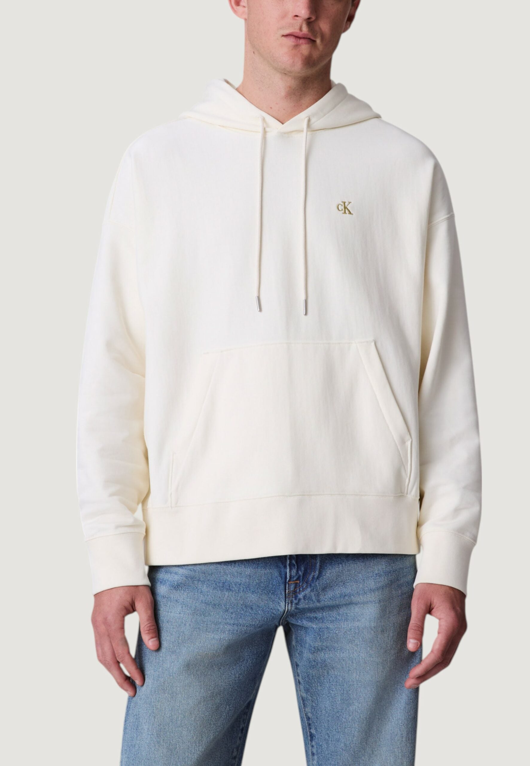 Calvin Klein Jeans Men's Premium Terry Monogram Hoodie - Milk