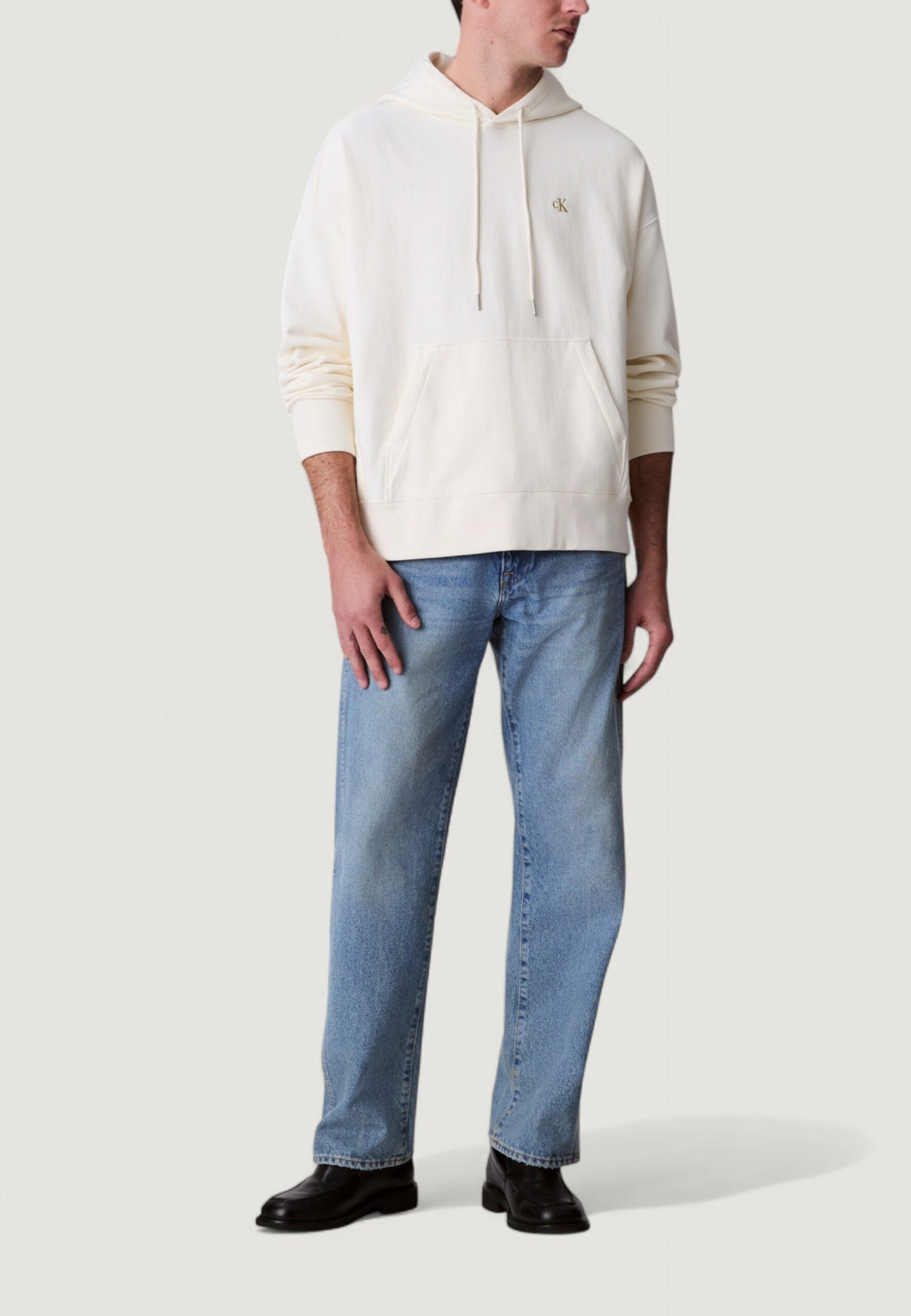 Calvin Klein Jeans Men's Premium Terry Monogram Hoodie - Milk