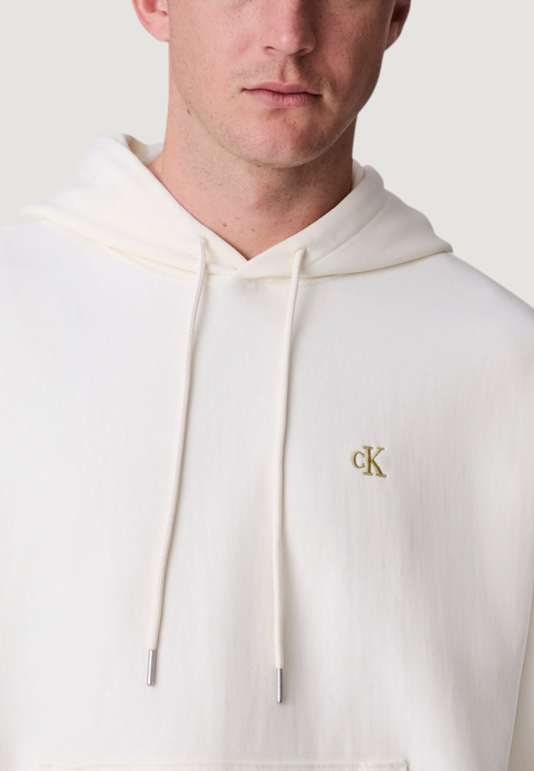 Calvin Klein Jeans Men's Premium Terry Monogram Hoodie - Milk