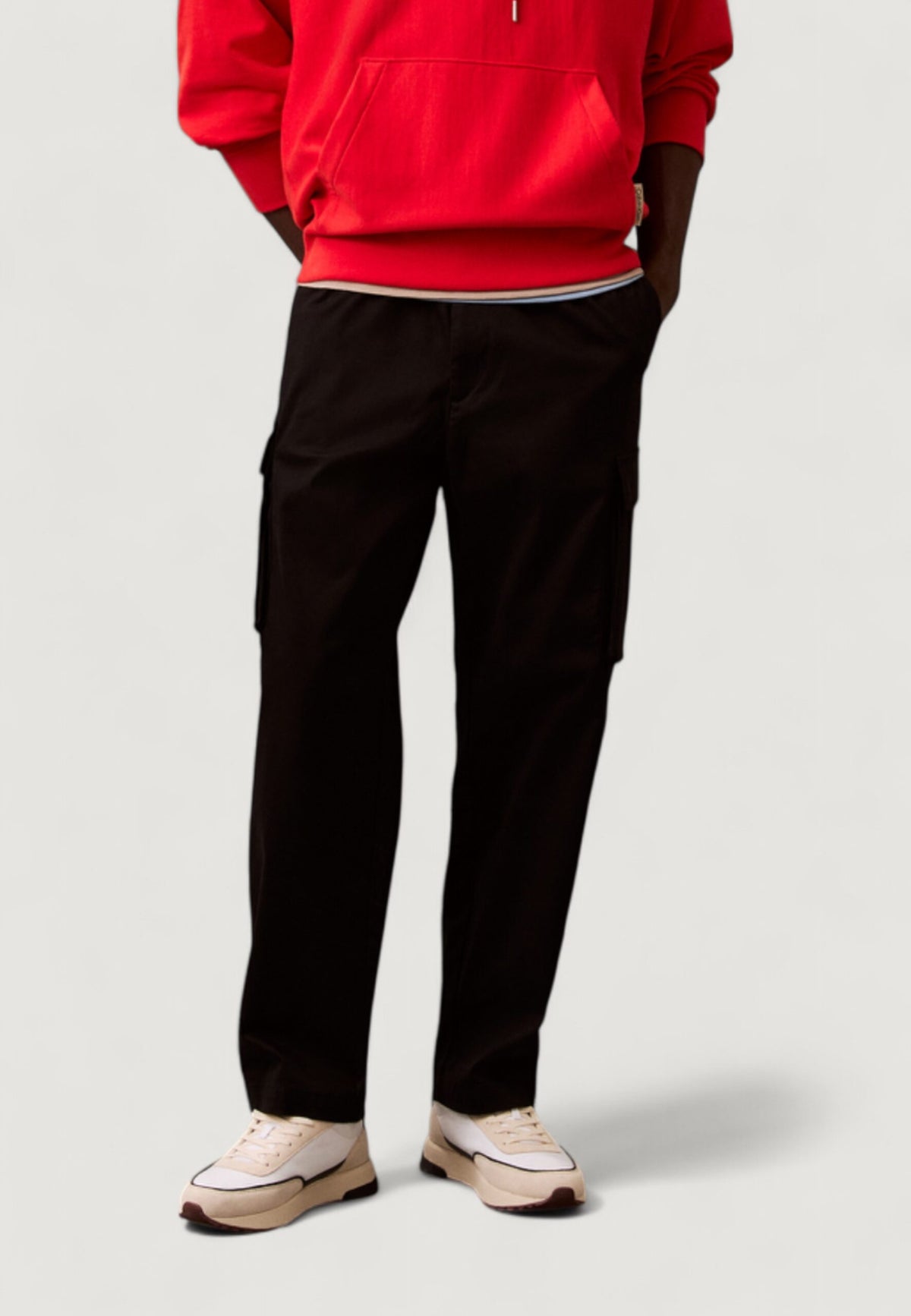 Calvin Klein Men's Black Cotton Straight Fit Pull-On Pants