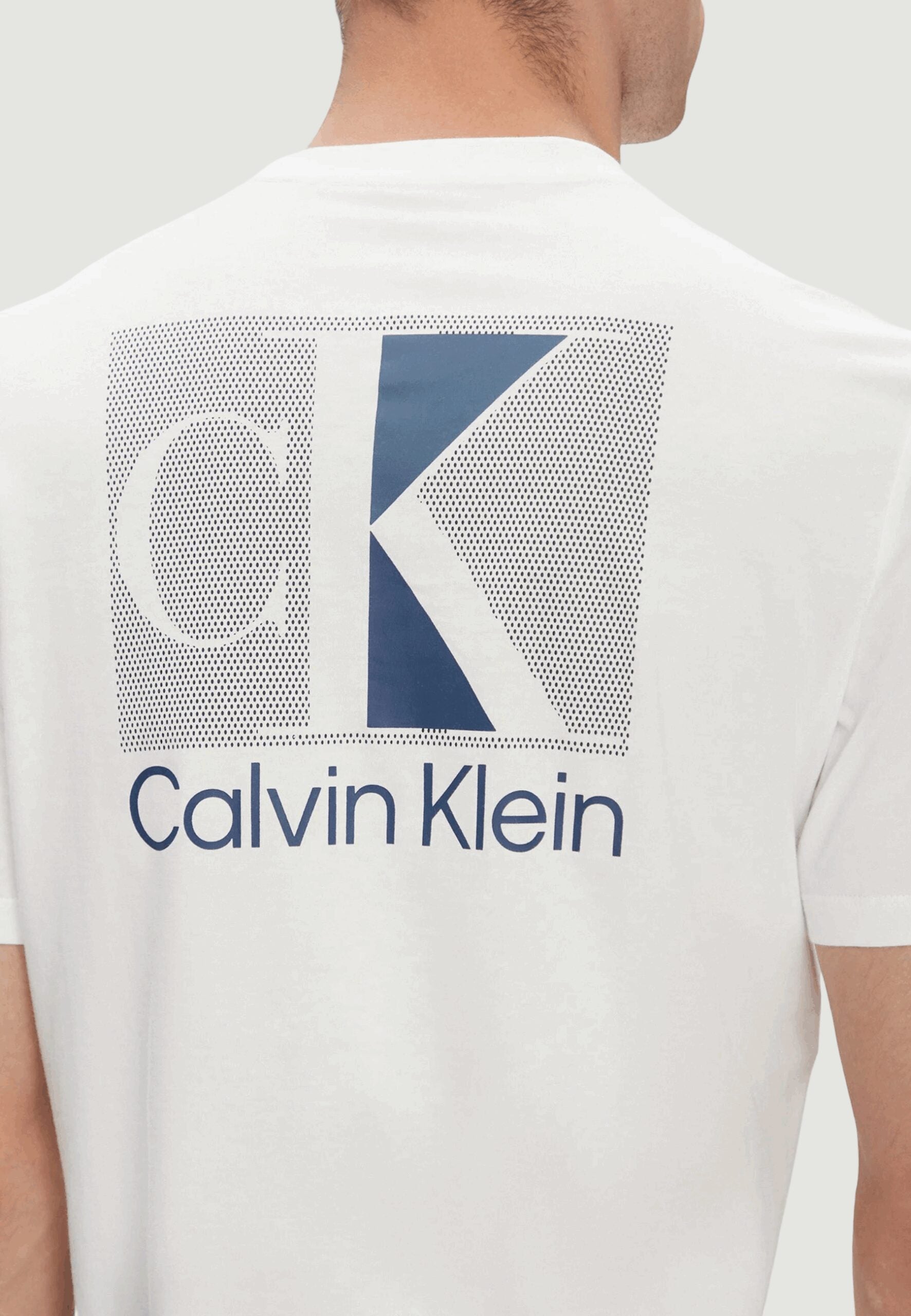 Calvin Klein Men's White T-Shirt - Abstract Logo Print | Casual