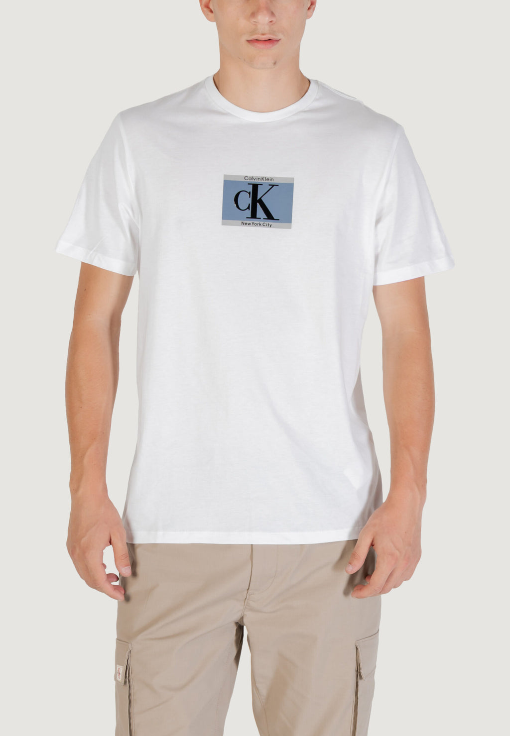 Calvin Klein Men's White CK Box Logo T-Shirt - Short Sleeve