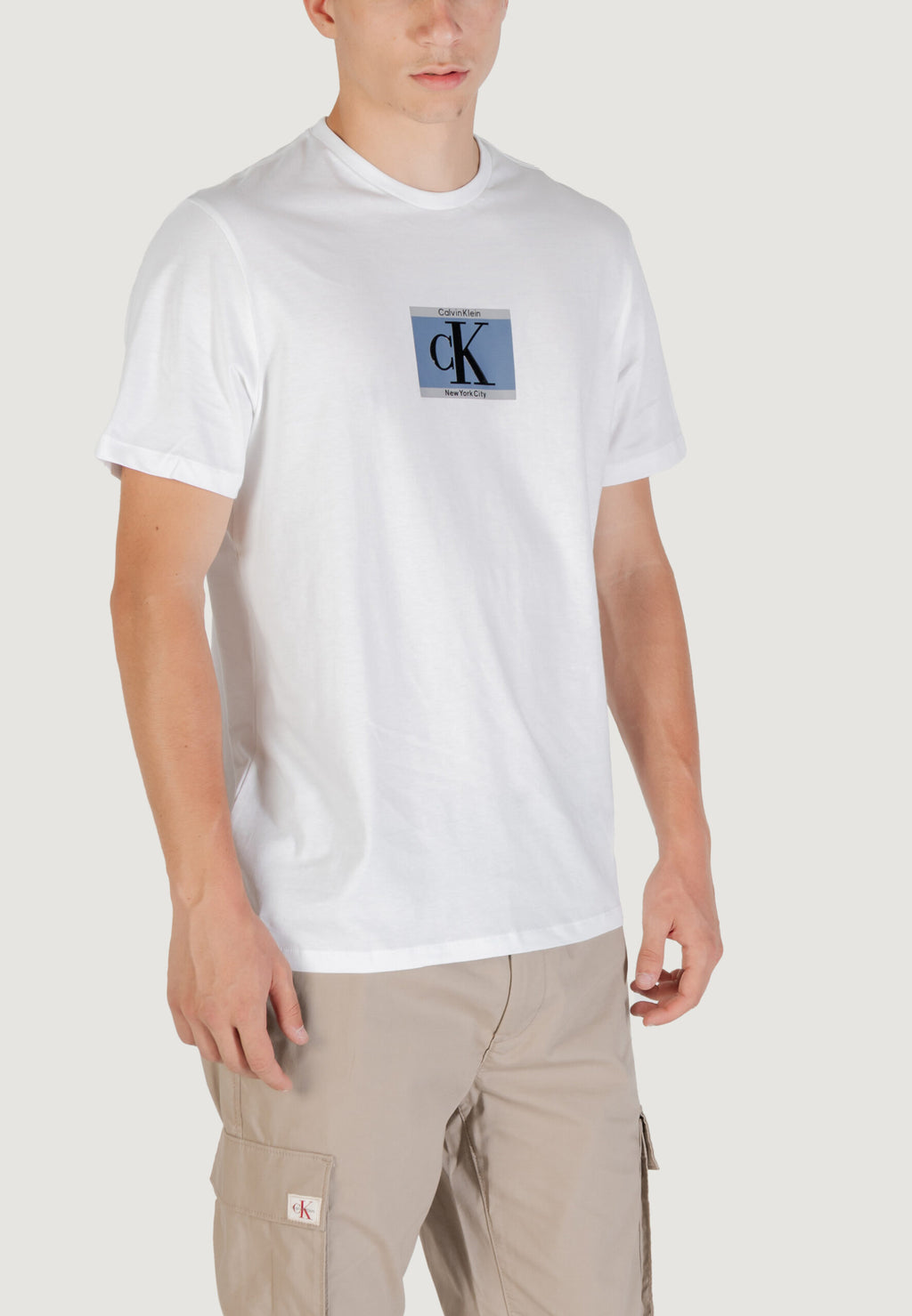 Calvin Klein Men's White CK Box Logo T-Shirt - Short Sleeve