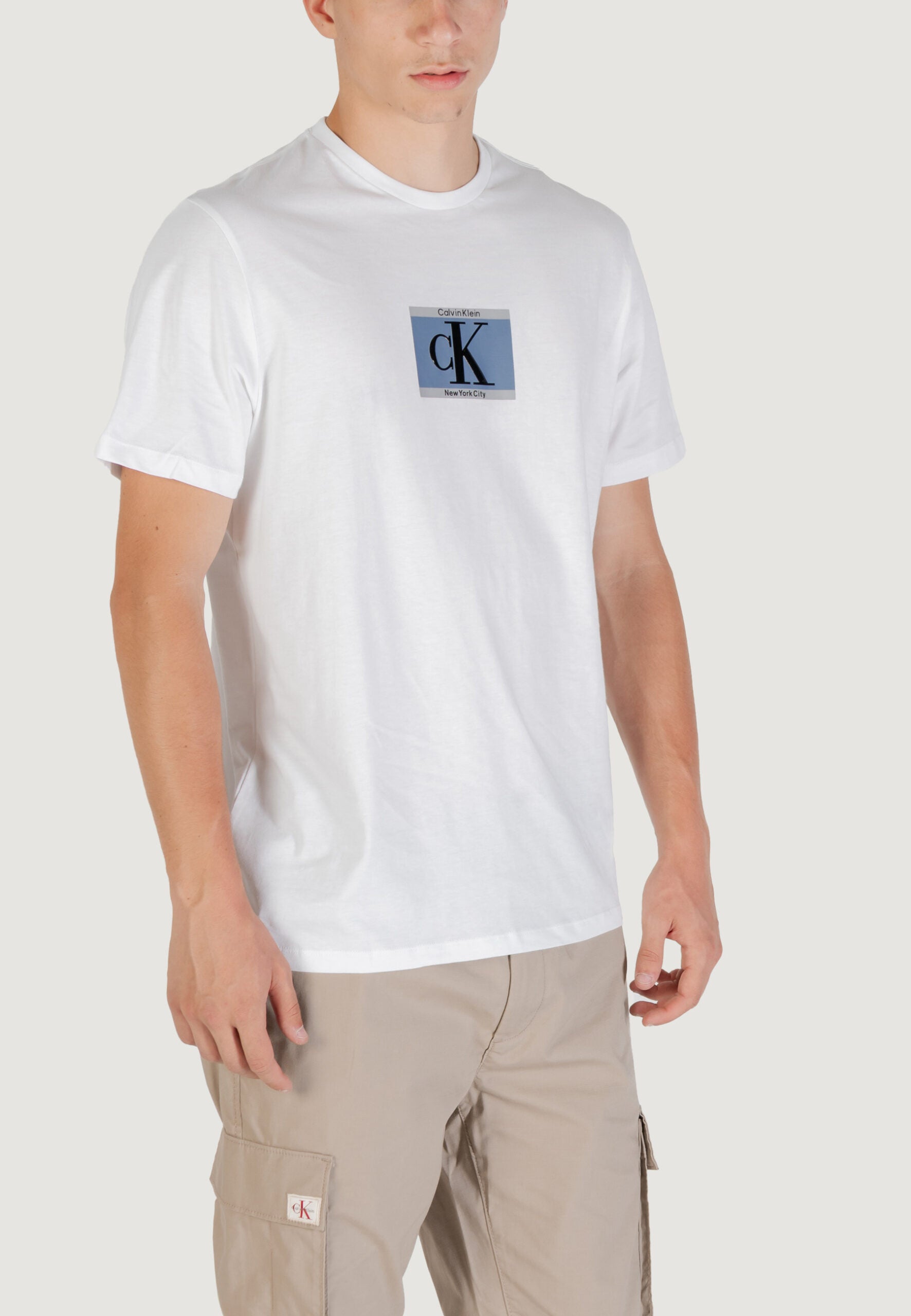 Calvin Klein Men's White CK Box Logo T-Shirt - Short Sleeve