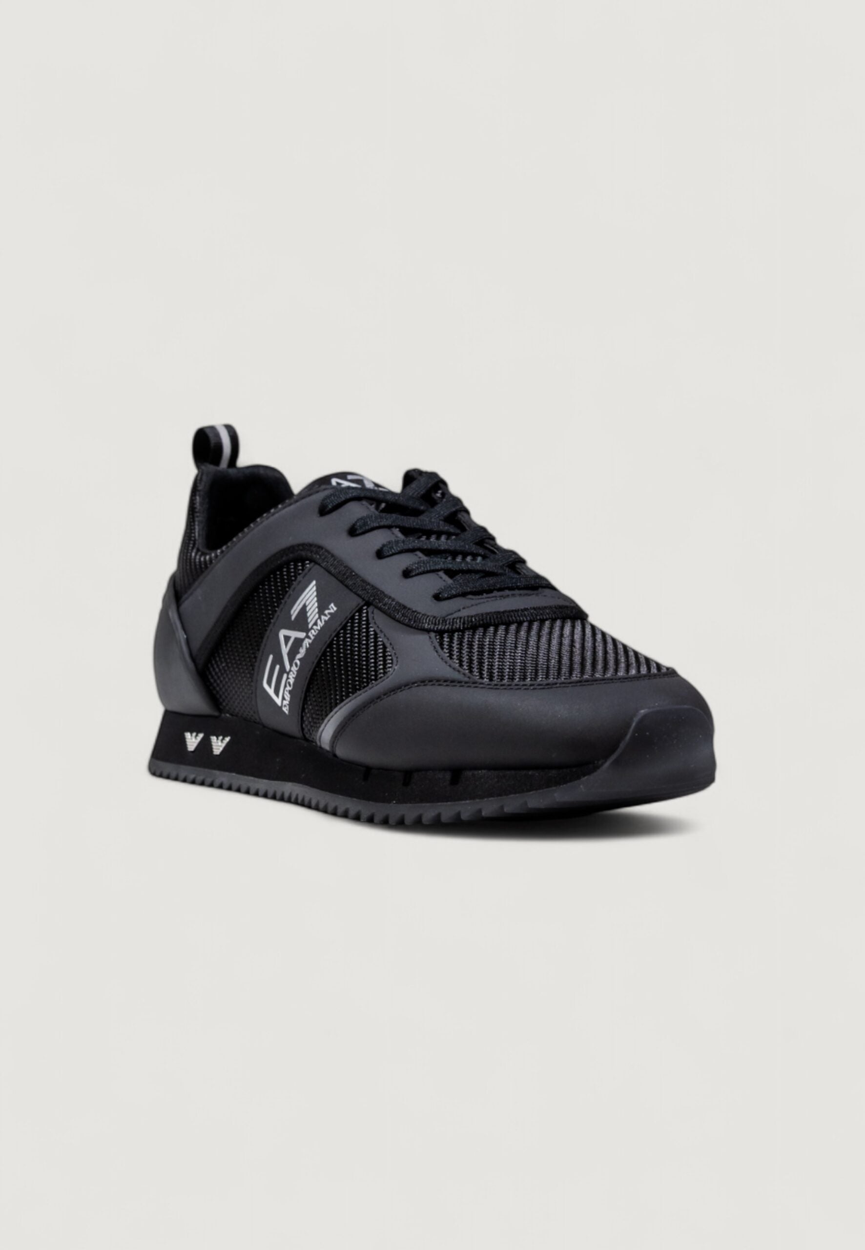 EA7 Men's Black and Silver Sneakers