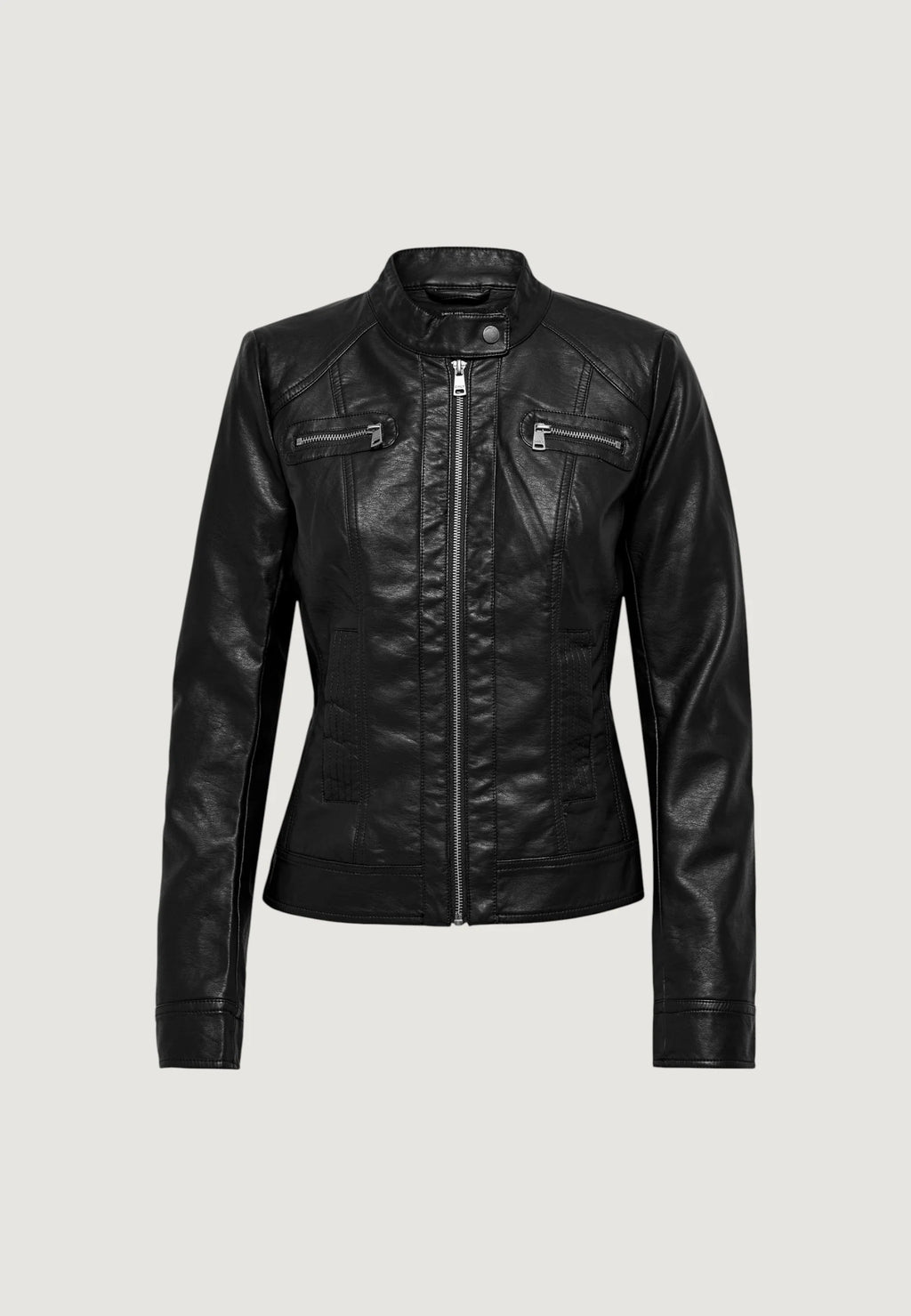 ONLY Bandit Women's Vegan Leather Motorcycle Biker Jacket