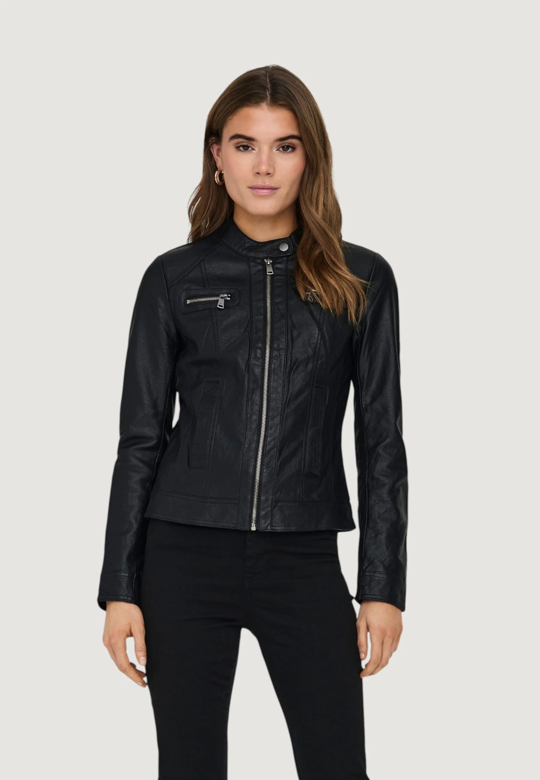 ONLY Bandit Women's Vegan Leather Motorcycle Biker Jacket