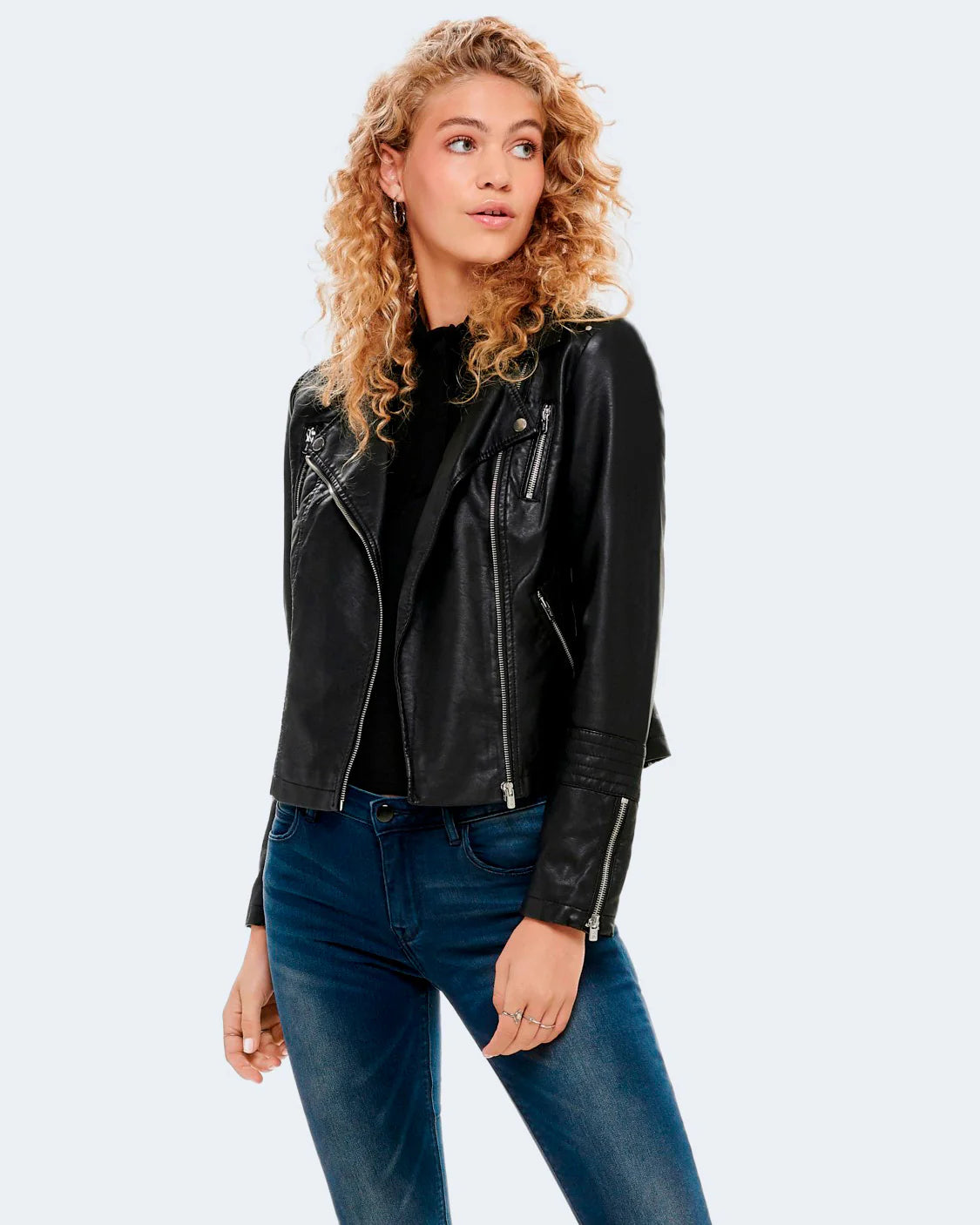 ONLY ONLGEMMA Women's Vegan Leather Motorcycle Biker Jacket