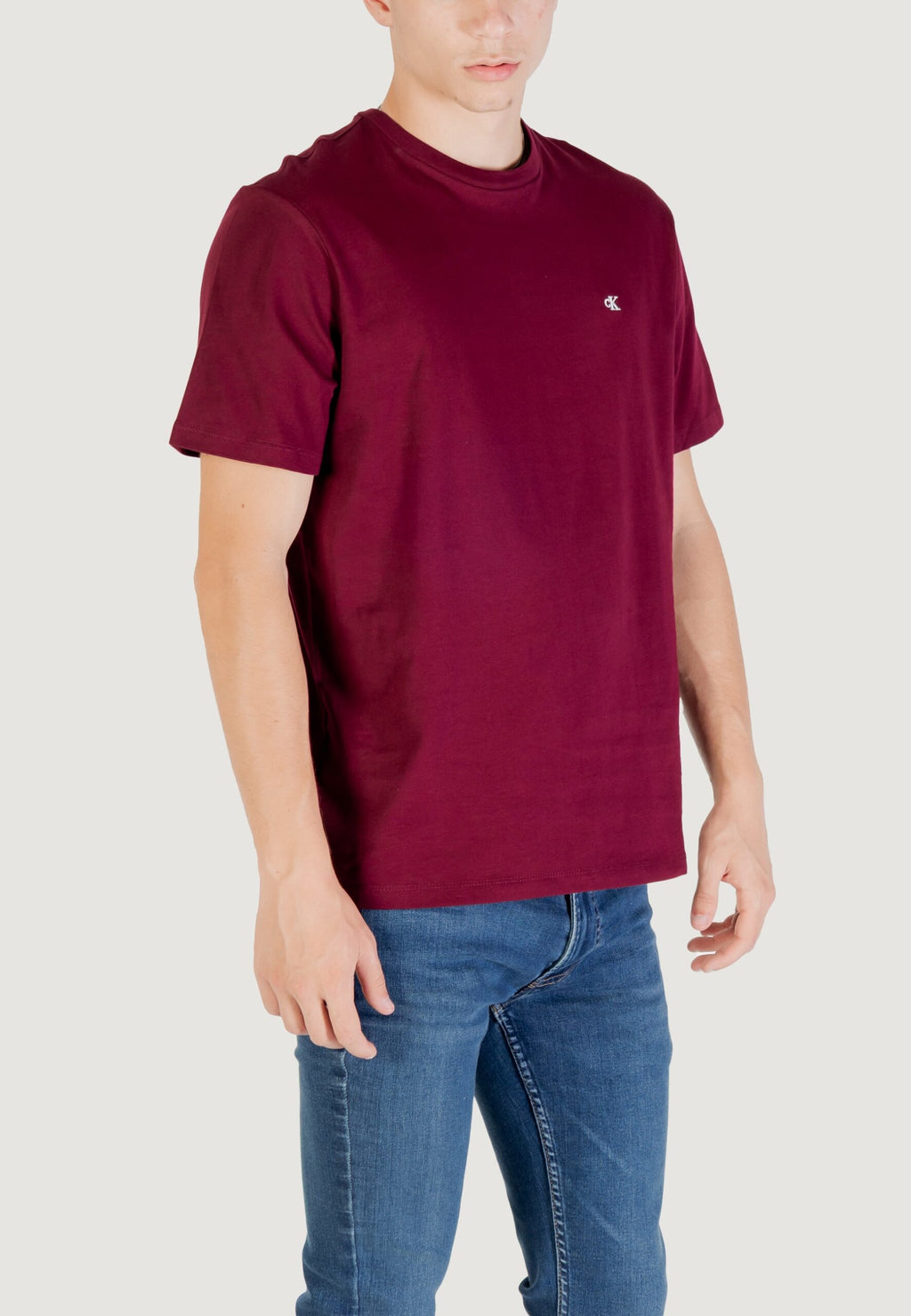 カルバン・クライン ジーンズ メンズ ボルドー スムースコットン ソリッド Tシャツ
