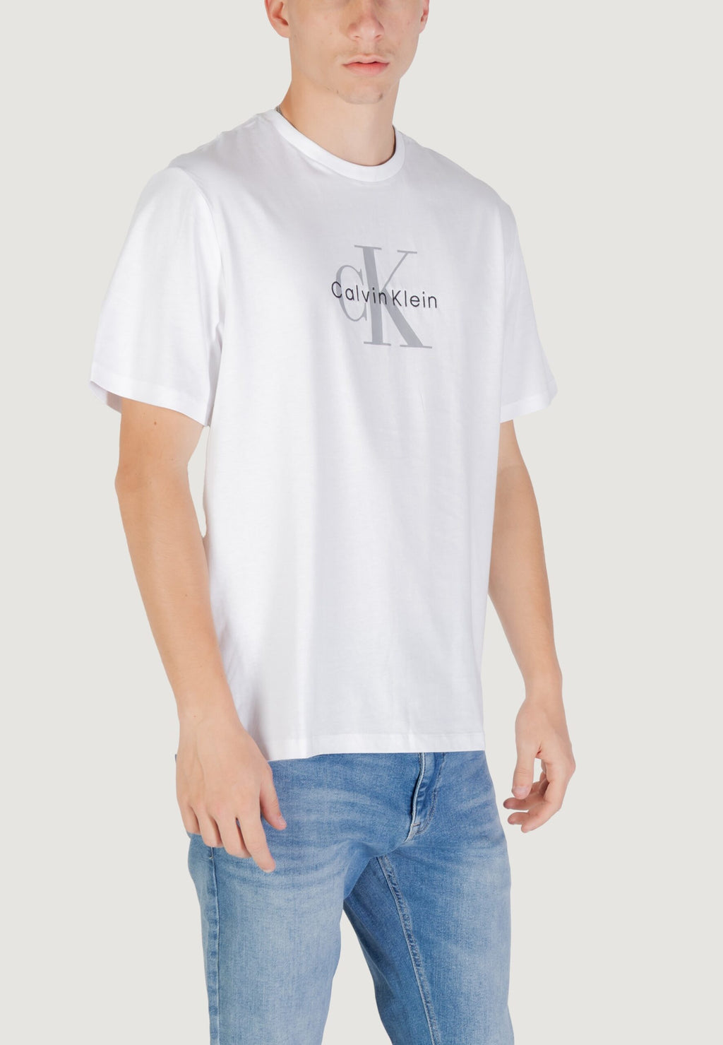 カルバン・クライン ジーンズ メンズ ホワイト ヒーロー モノローグ Tシャツ - 半袖 ロゴTシャツ