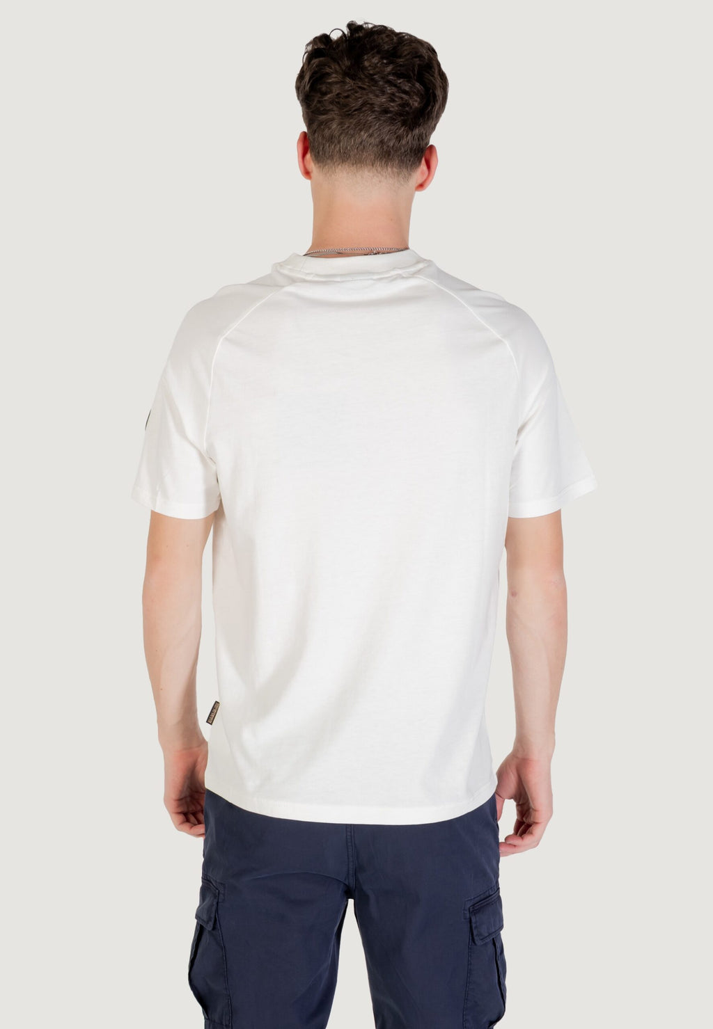 Napapijri Men's S-Amber Cream T-Shirt - Short Sleeve Logo Tee