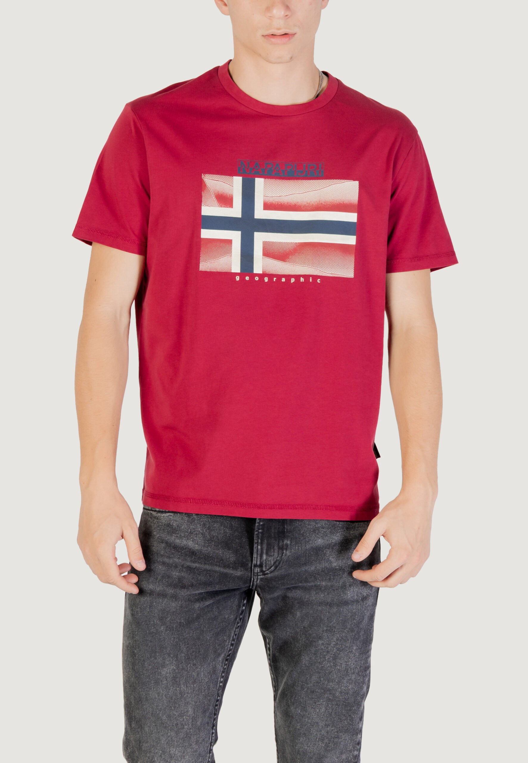 Napapijri Men's S-Lari Red T-Shirt - Short Sleeve Casual Tee