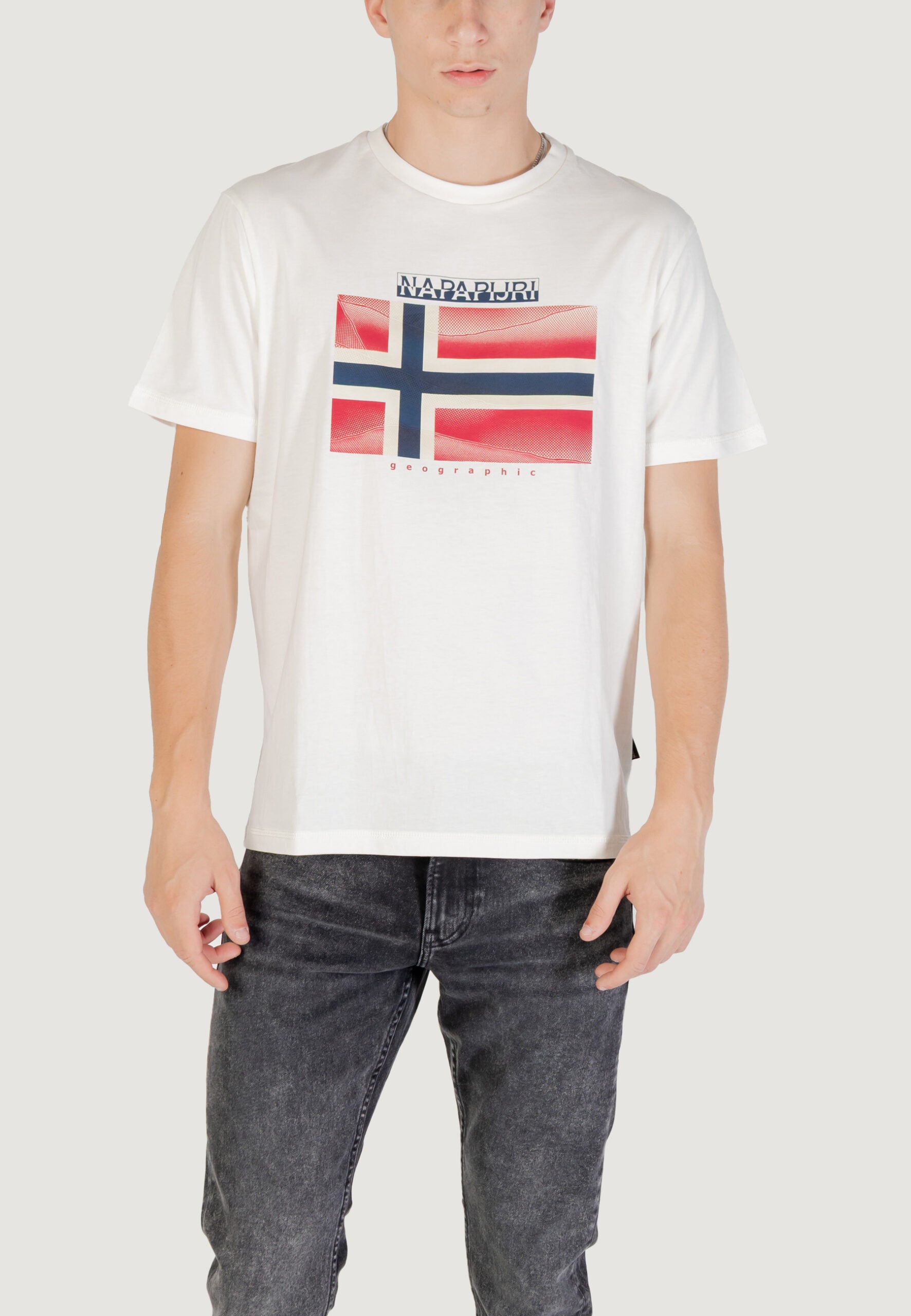 Napapijri Men's S-Lari White T-Shirt - Short Sleeve Casual Tee