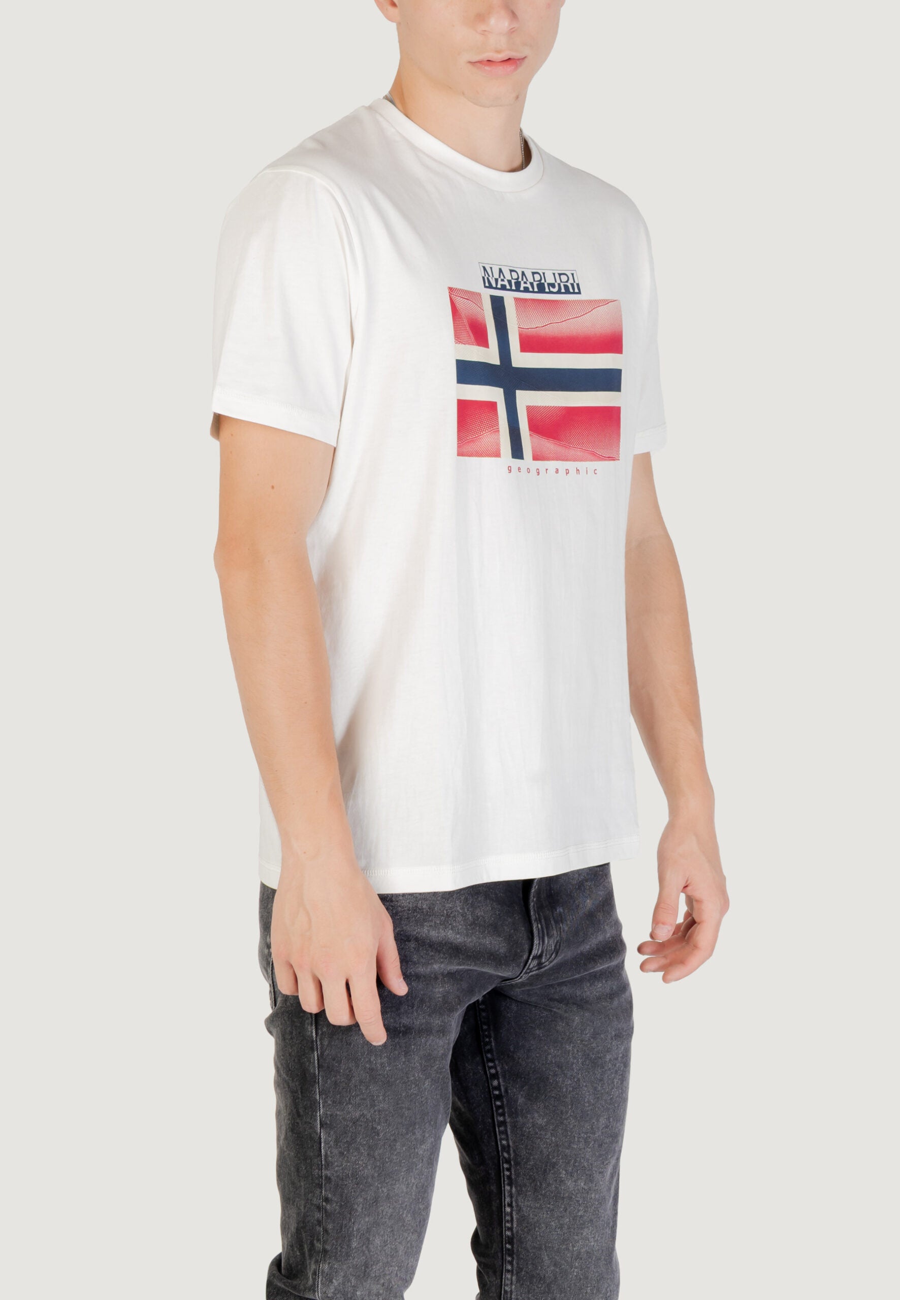 Napapijri Men's S-Lari White T-Shirt - Short Sleeve Casual Tee