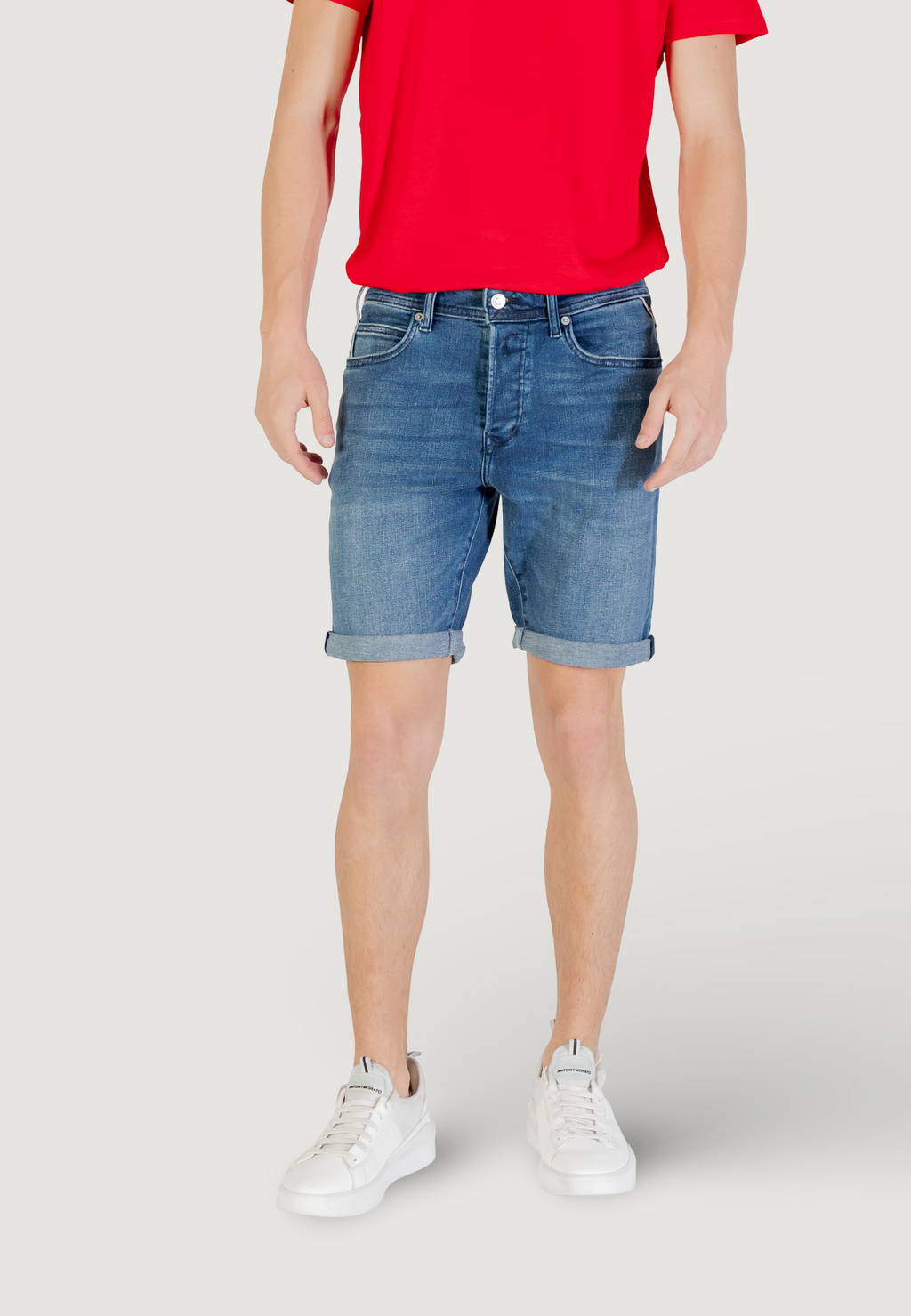 Replay Men's Blue Denim Bermuda Shorts - Casual Fit