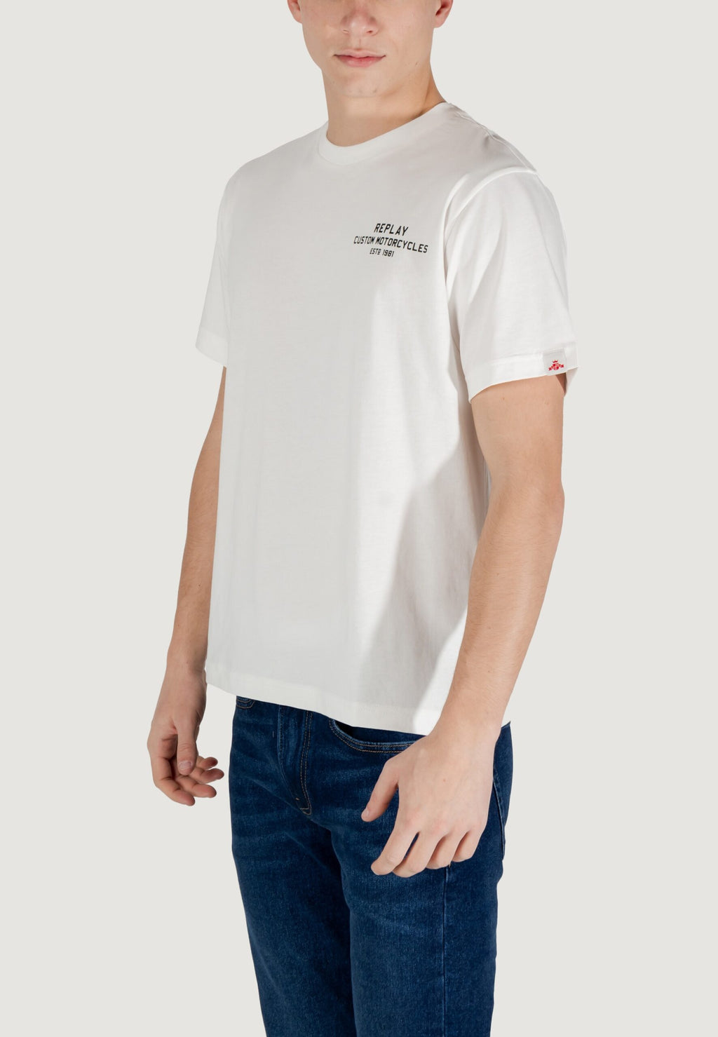 Replay メンズ ホワイト Tシャツ - クラシック クルーネック &amp; カジュアルフィット